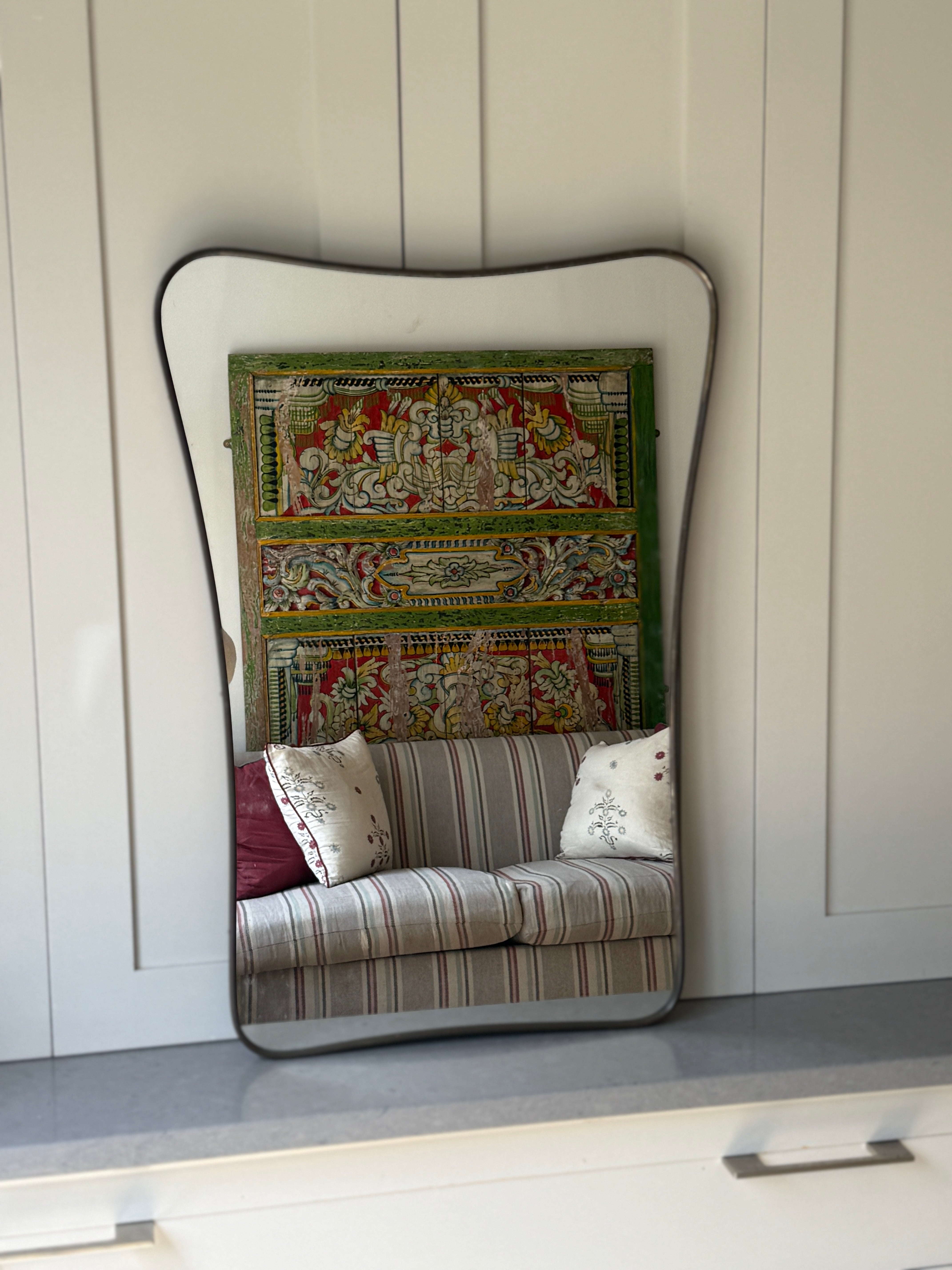 1950s Italian Brass Shield Mirror (72.5x 51cm)