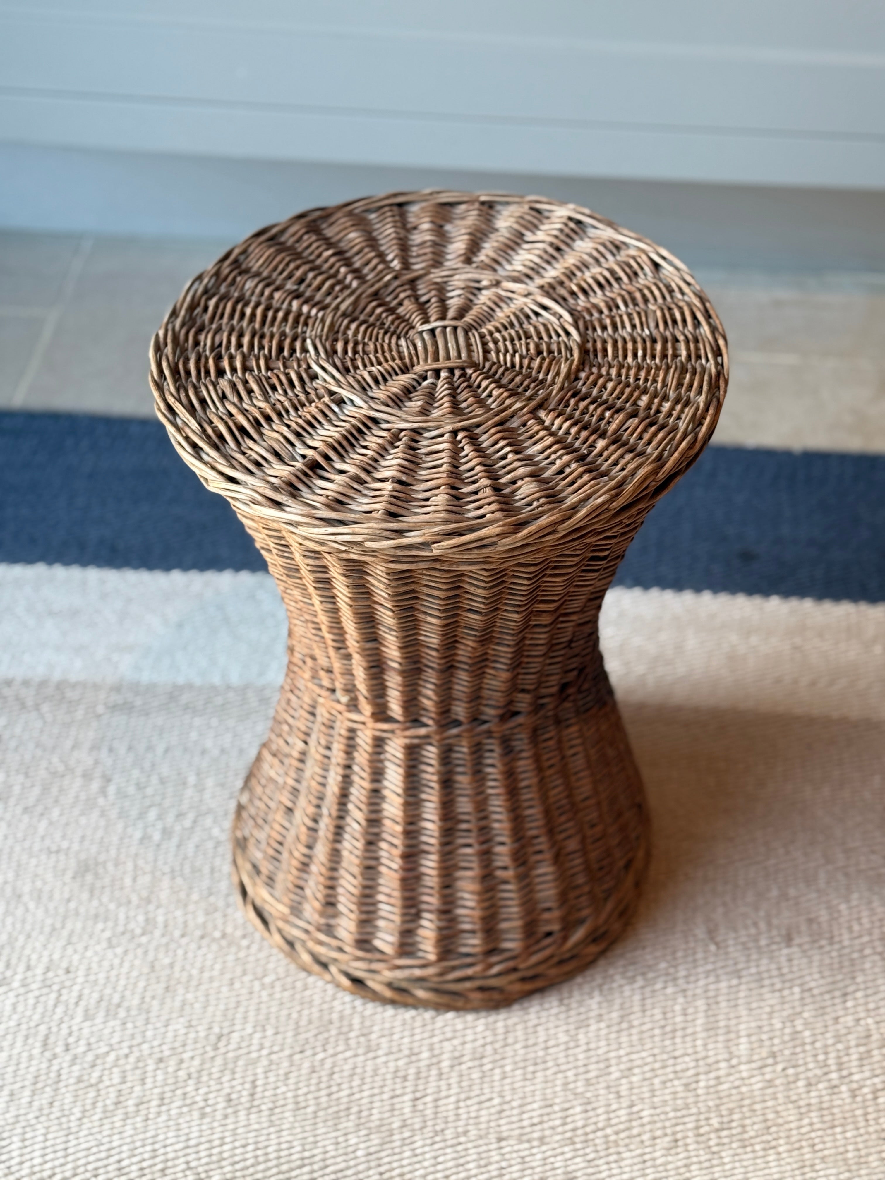 Vintage Hourglass Lidded Basket