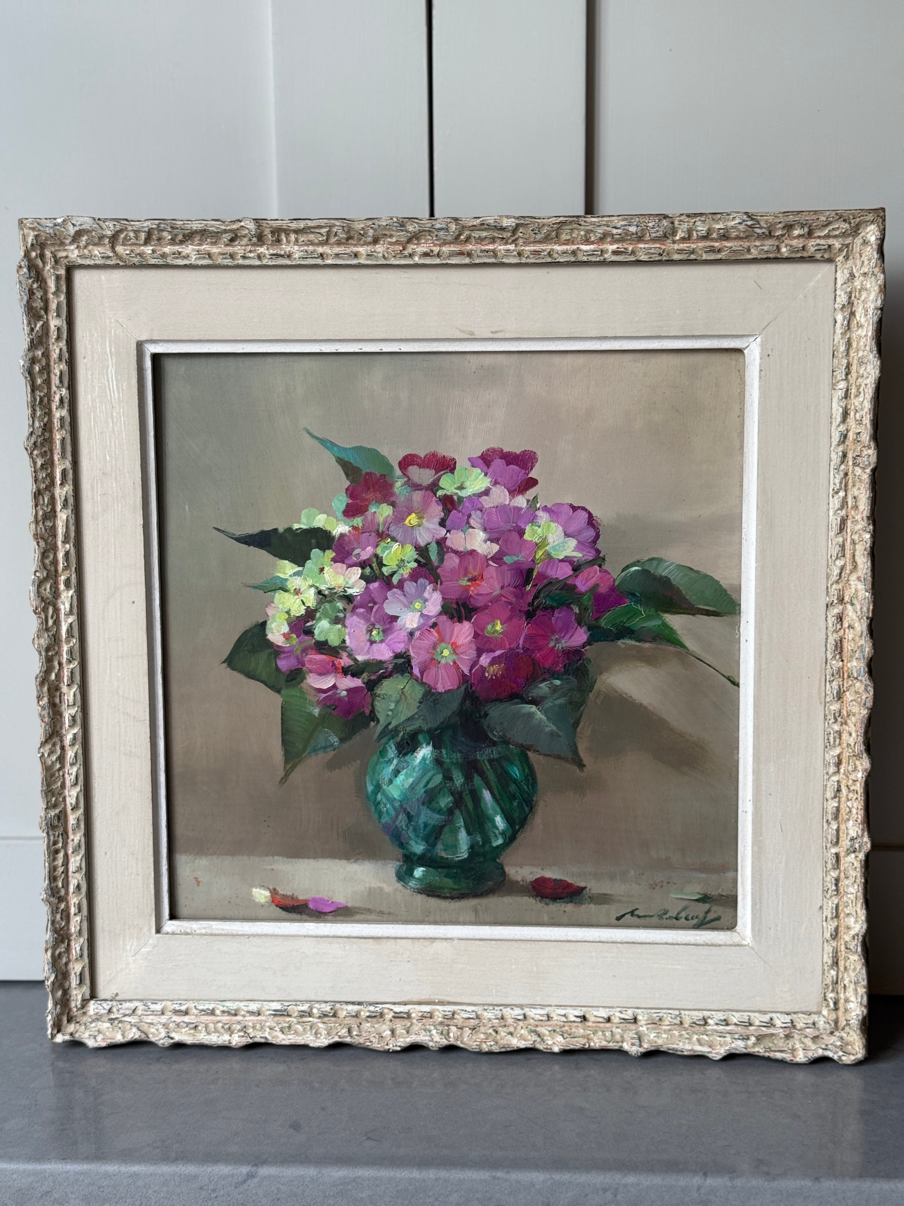 Small Framed French Oil on Board - Cosmos