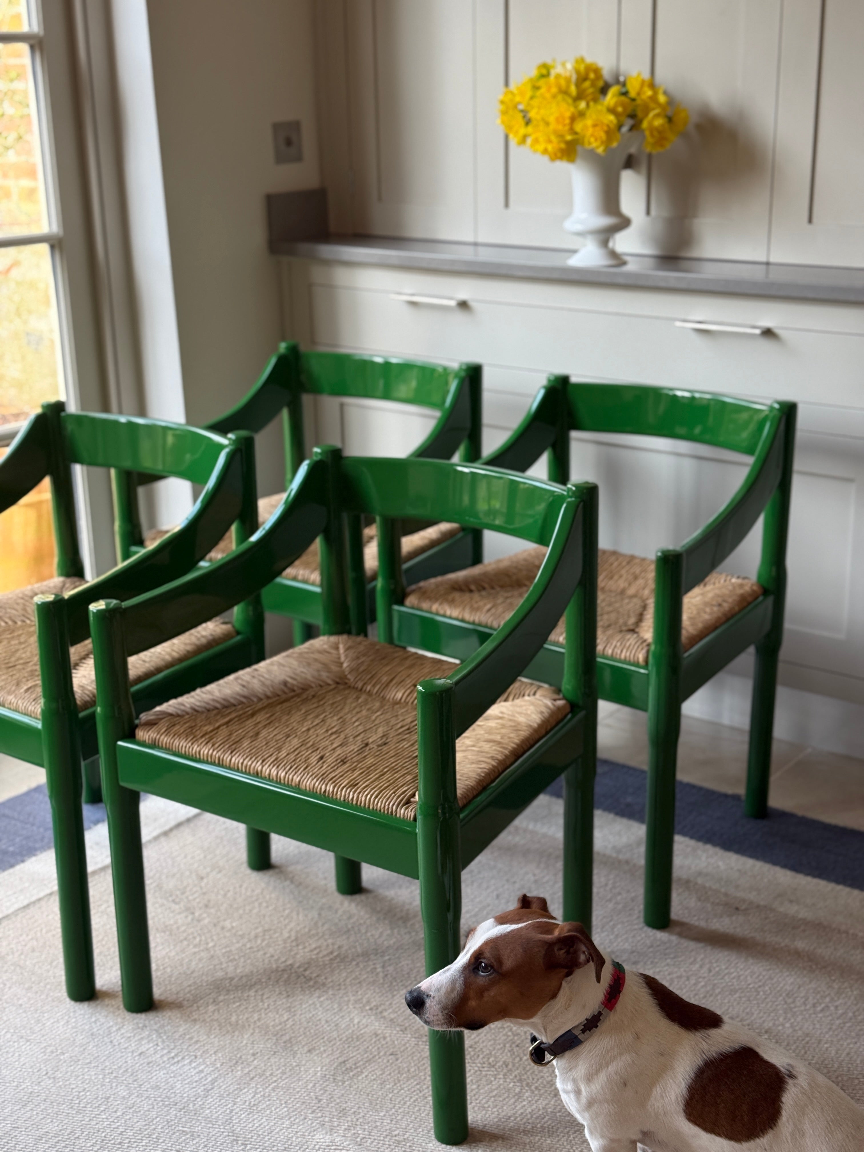 VM Carimate Armchairs in Green Lacquer