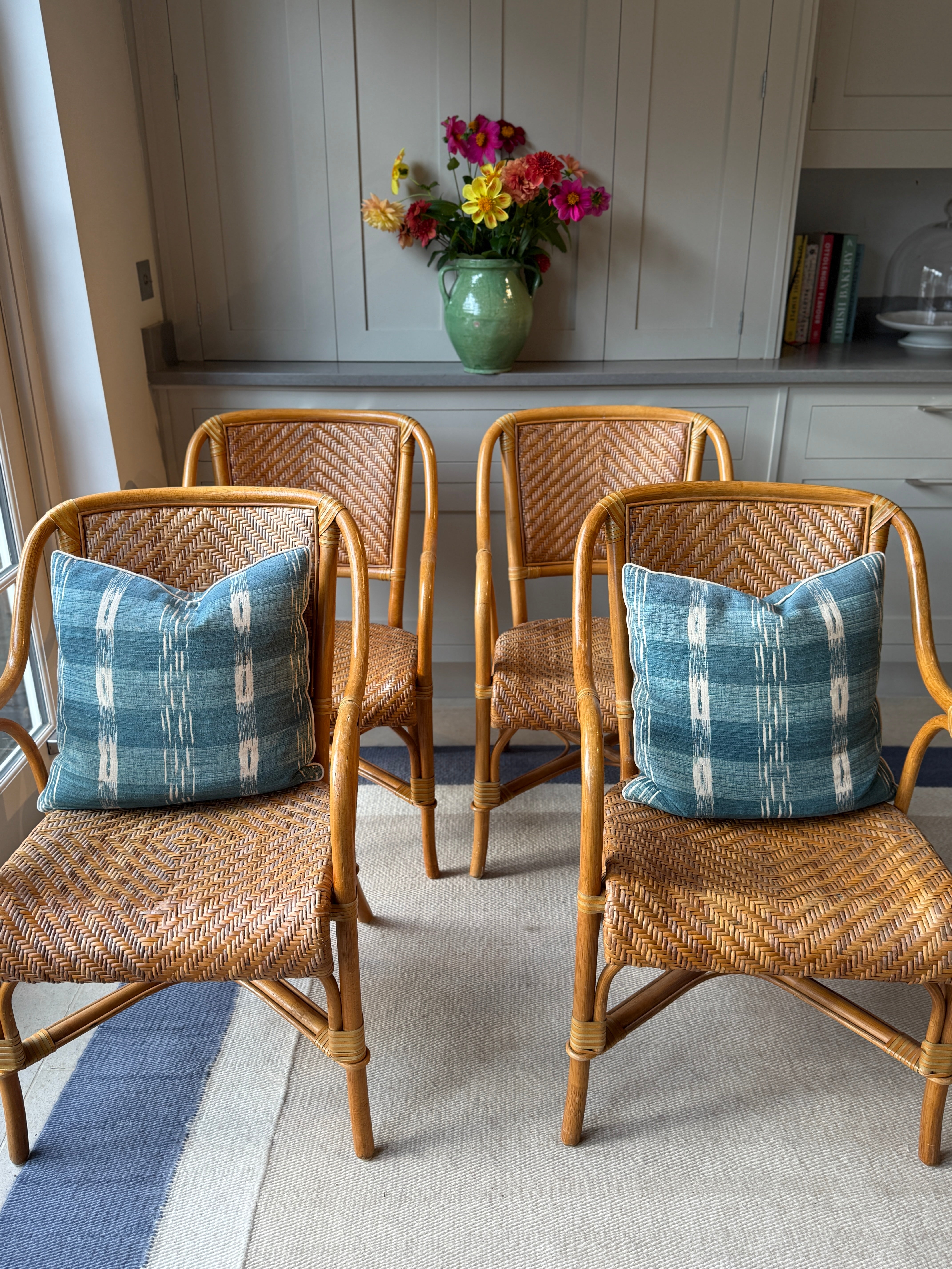 Set of 4 Vintage Cane & Rattan Chairs