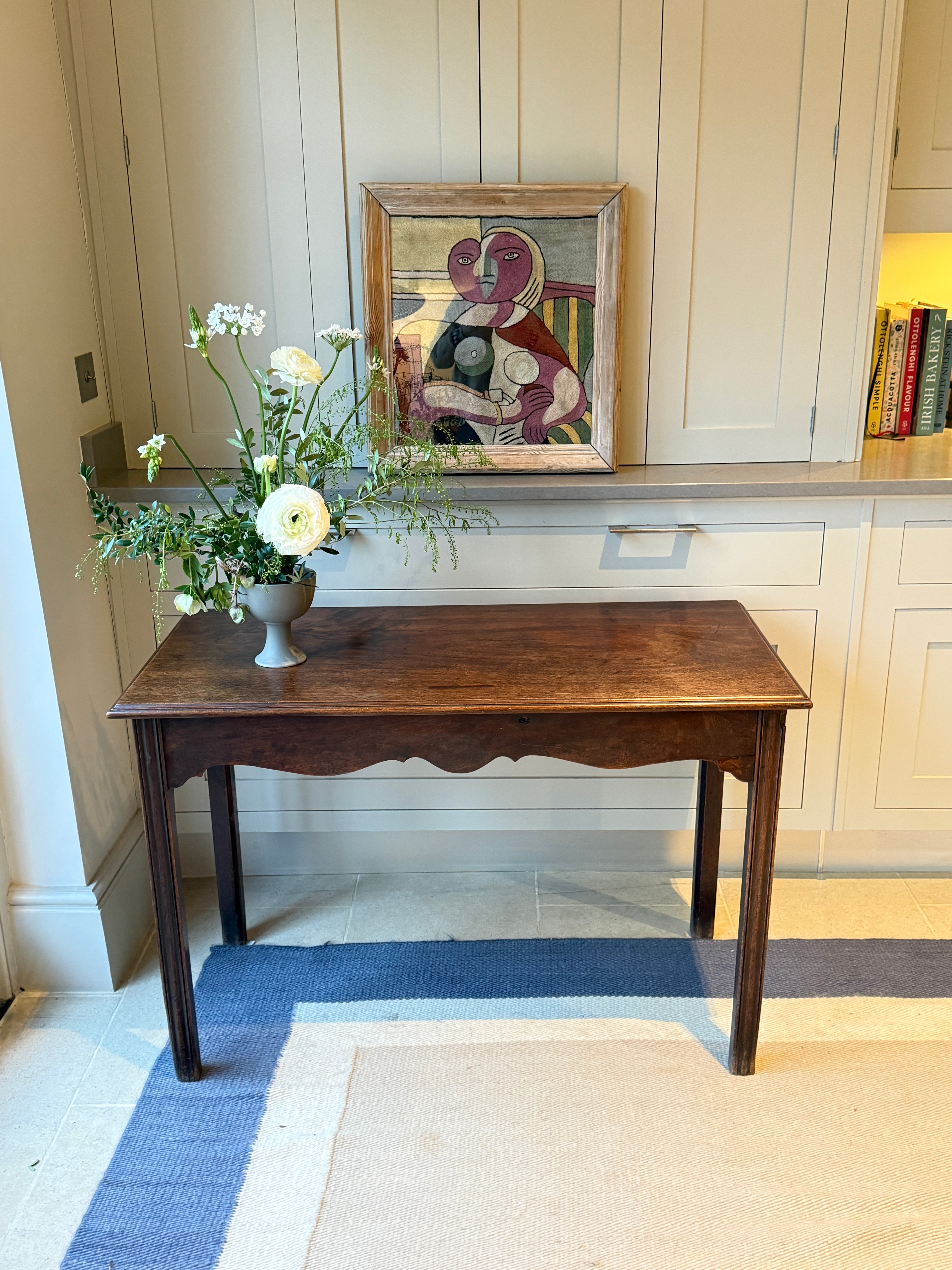 Georgian Oak Hall Table with scalloped apron