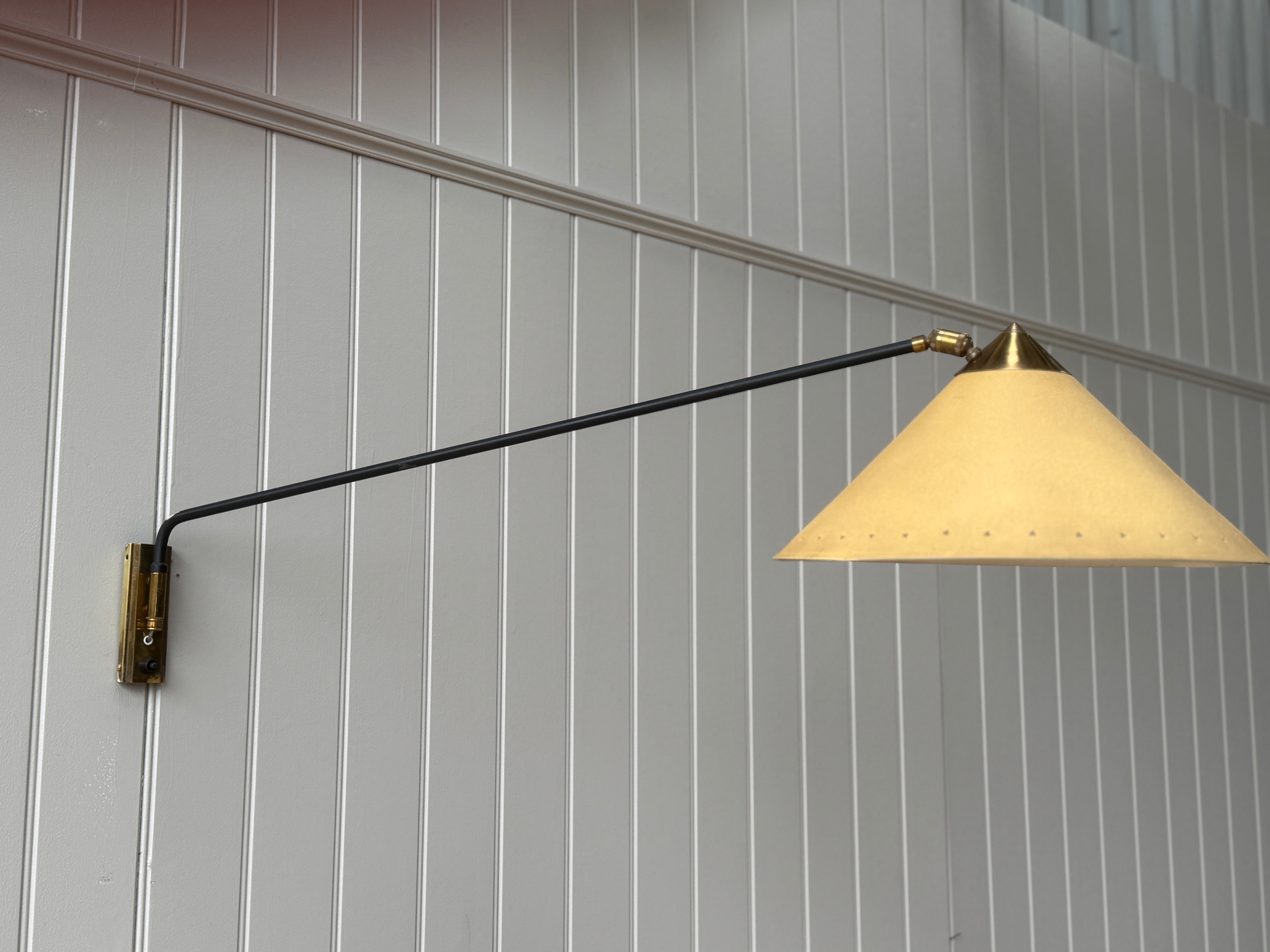 Brass French Wall Light with Yellow shade