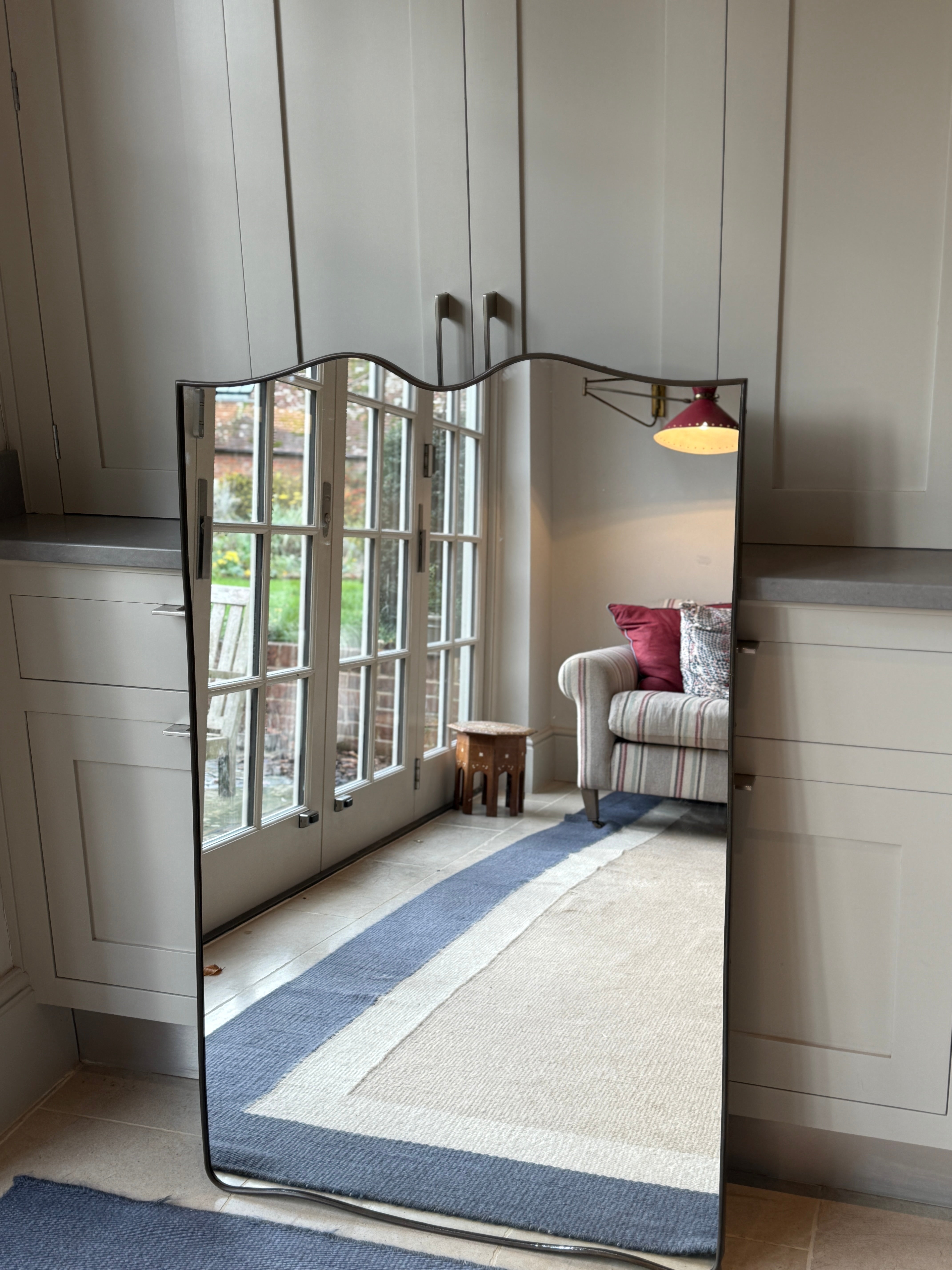 Large Italian Brass Portrait Shield Mirror 120cm by 75cm