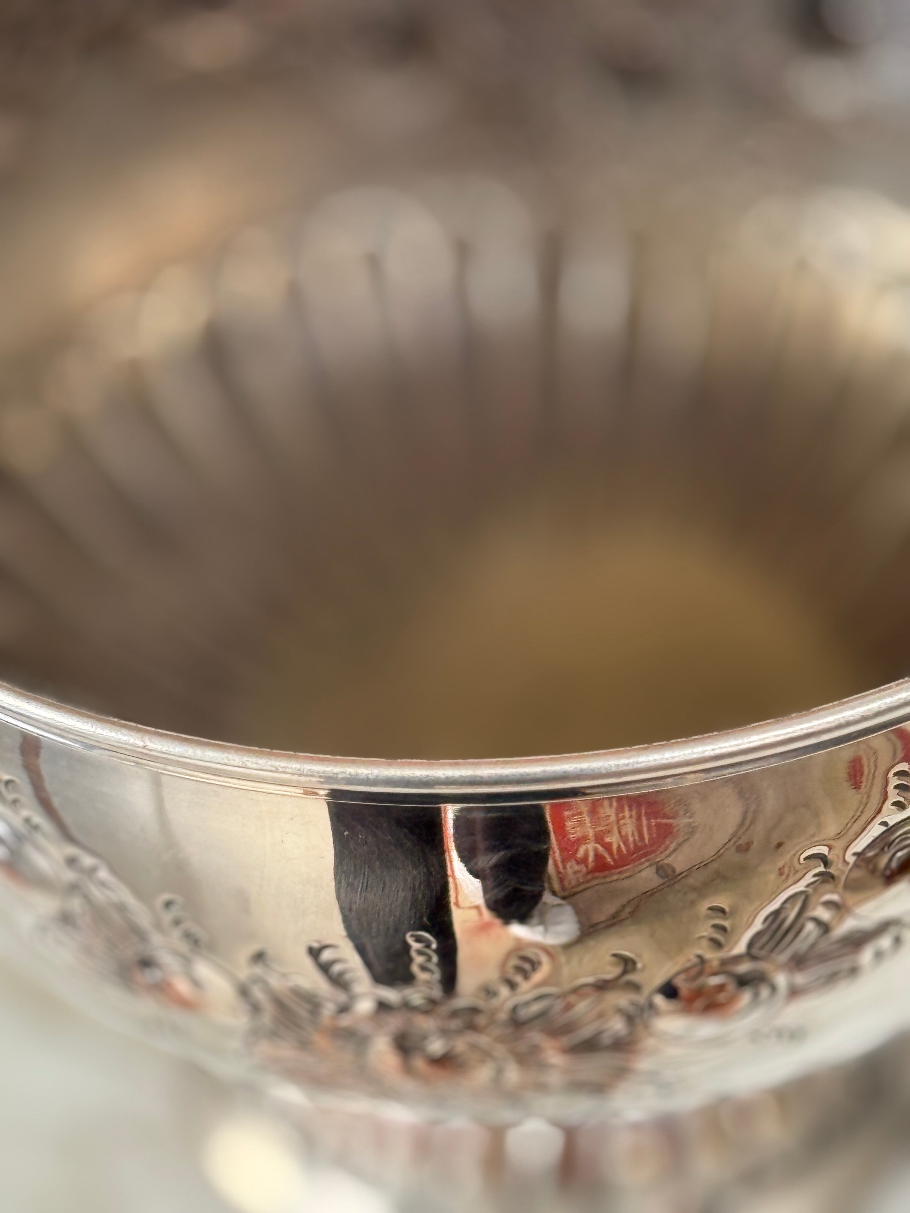 Small Decorative Silver Plate Pedestal bowl