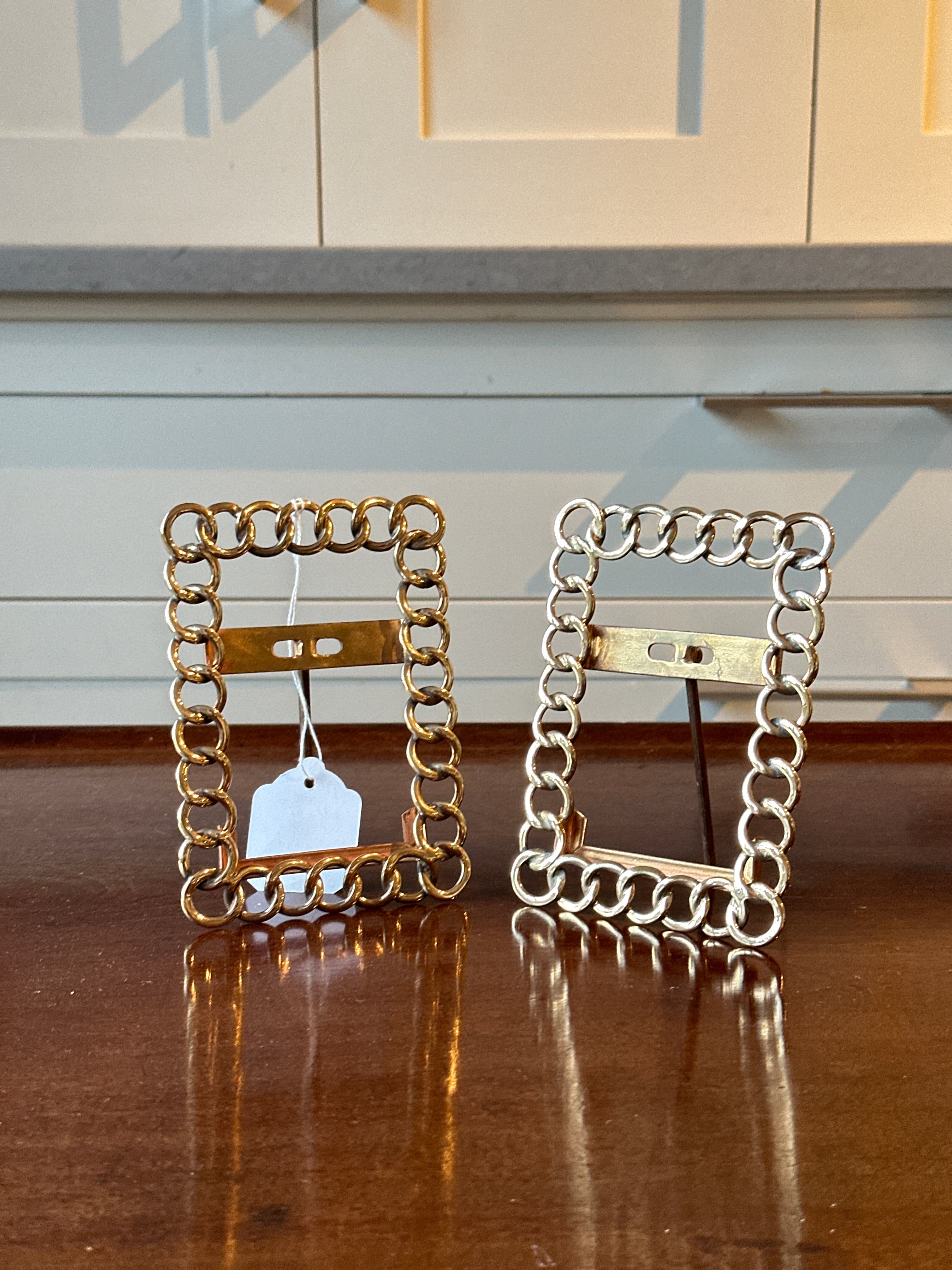 DF- Vintage Pair of Ringed Brass Photo Frames