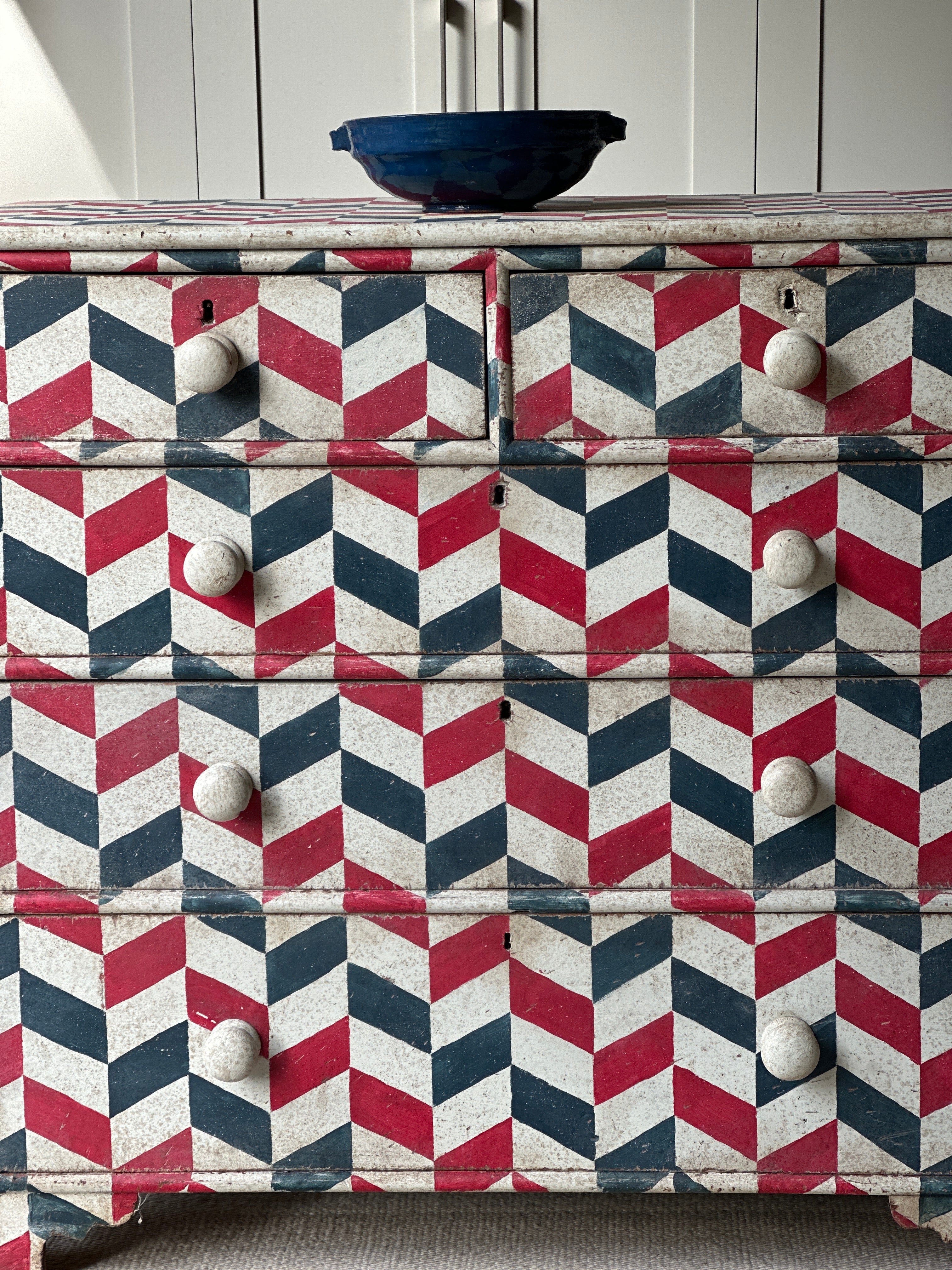 Old Chest of Drawers with Modern Chevron Pain Finish