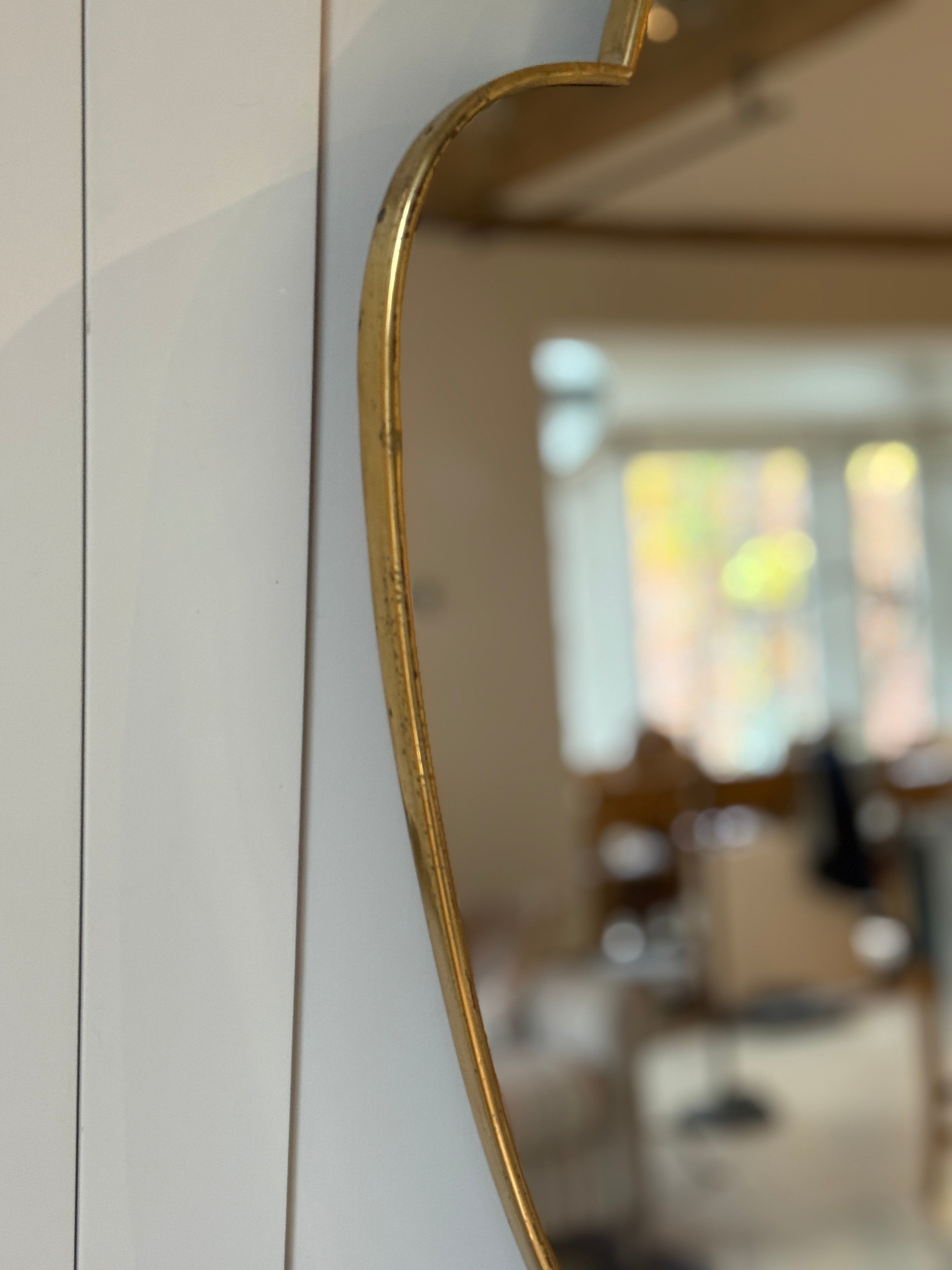 1950s Brass Italian Shield Mirror 69cm by 51cm