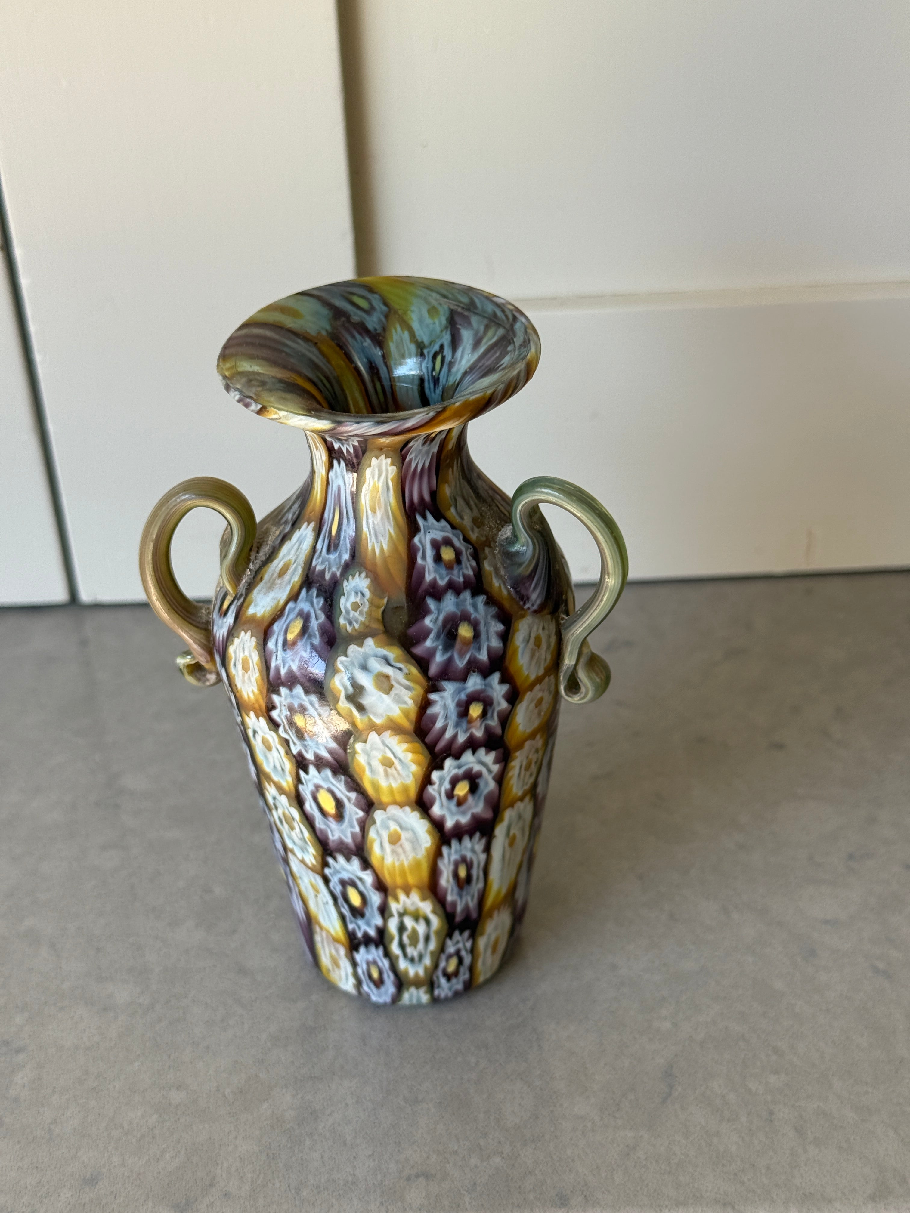 Polychrome Murano Glass Urn for Fratelli Toso