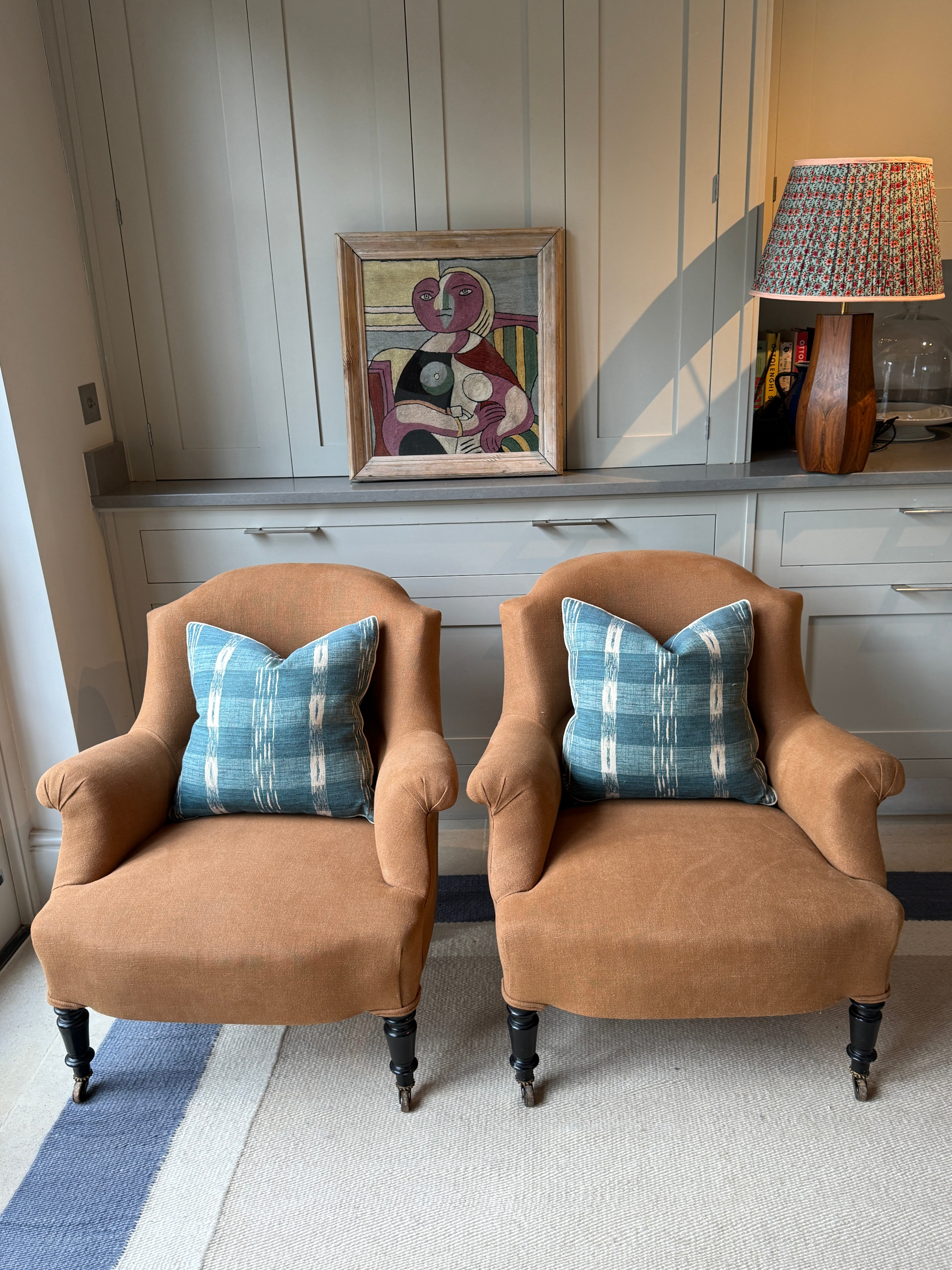 19th Century French Armchair in Rust Coloured Linen