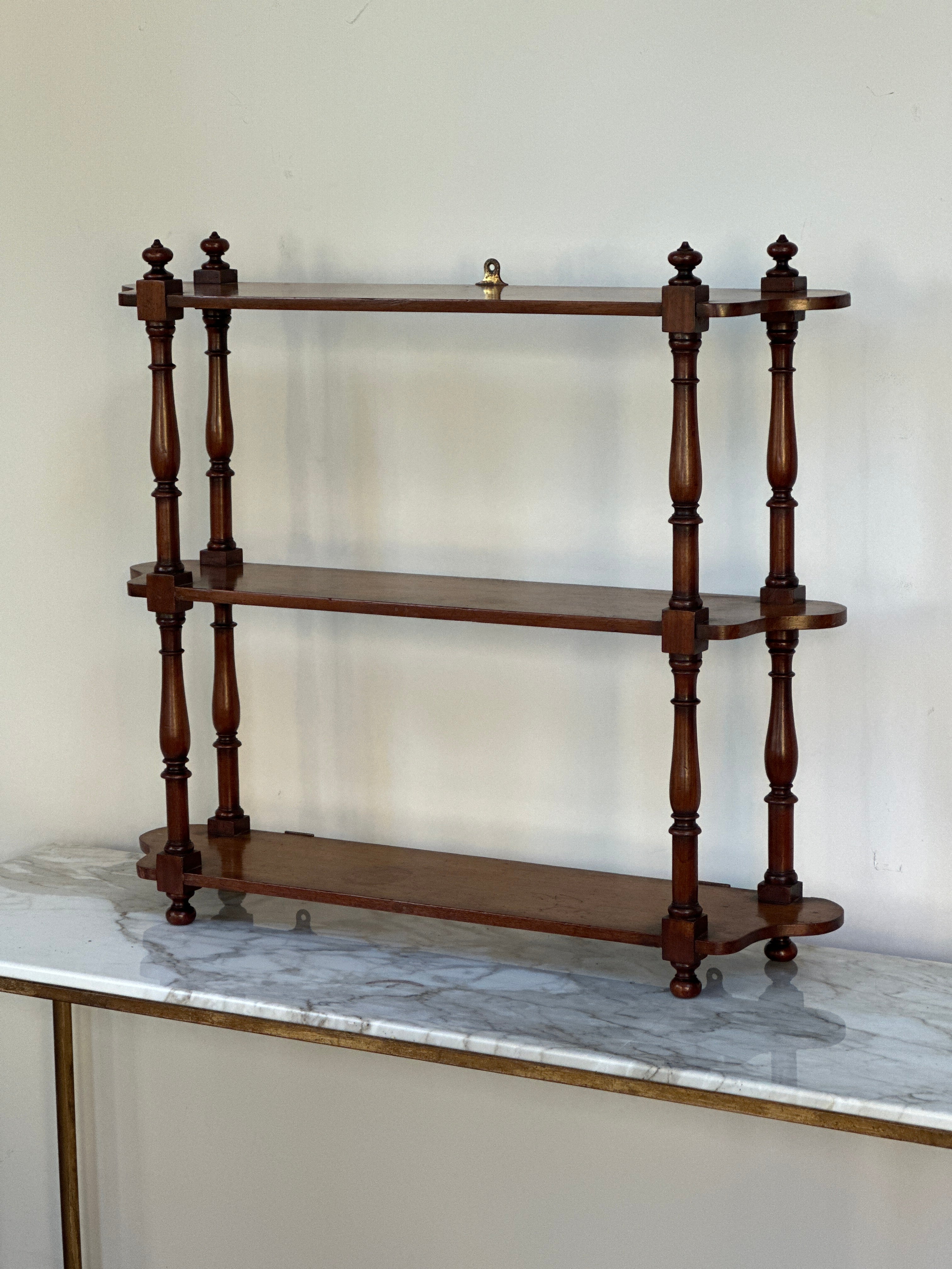 Small Mahogany Wall Shelves with 3 Tiers