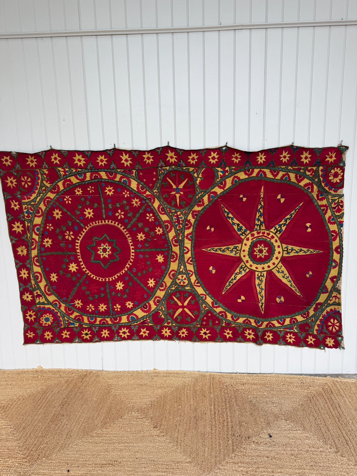 Large Antique Suzani Wall Hanging, Tashkent, Uzbekistan, Late 19th Century