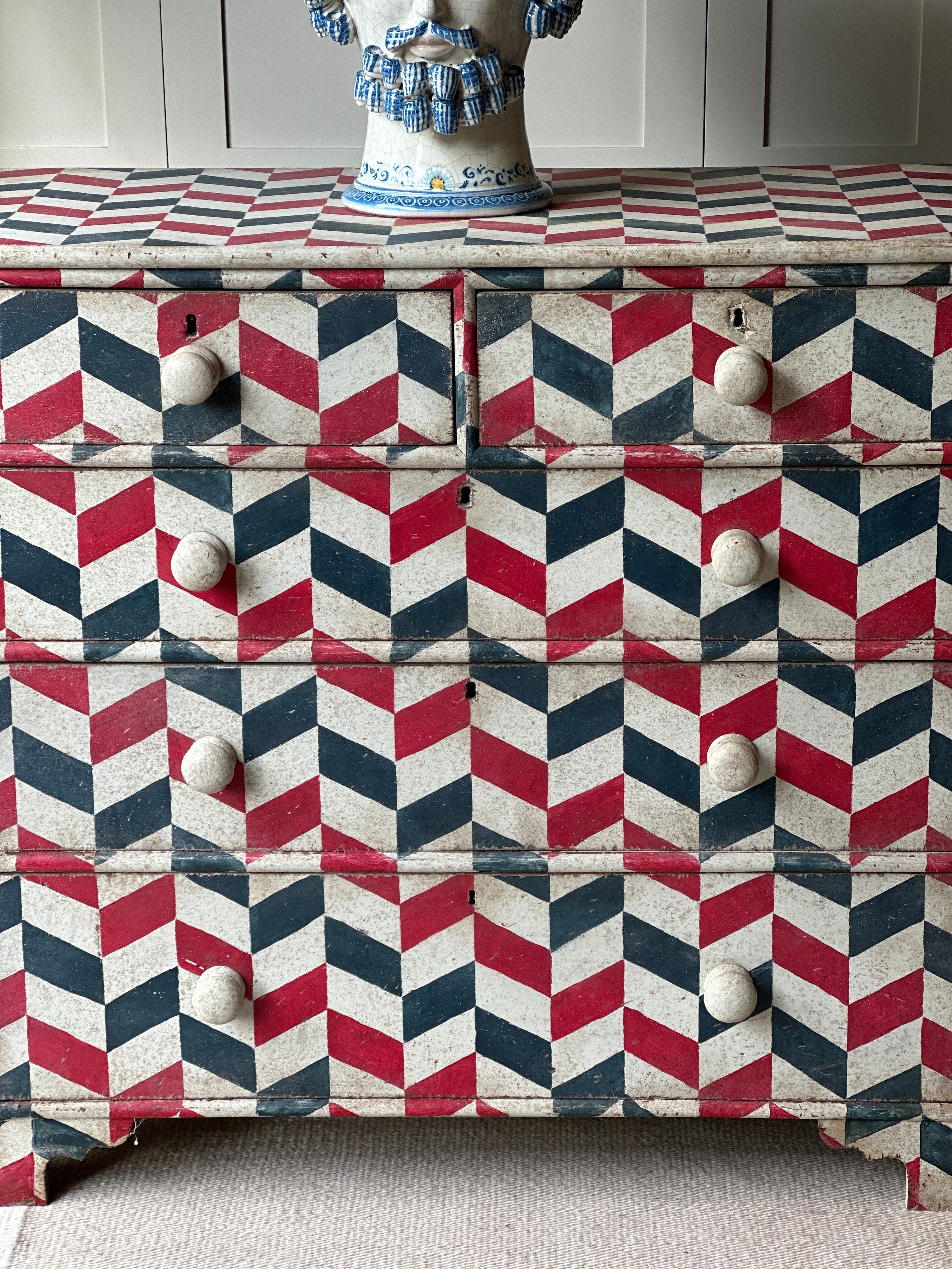 Old Chest of Drawers with Modern Chevron Pain Finish