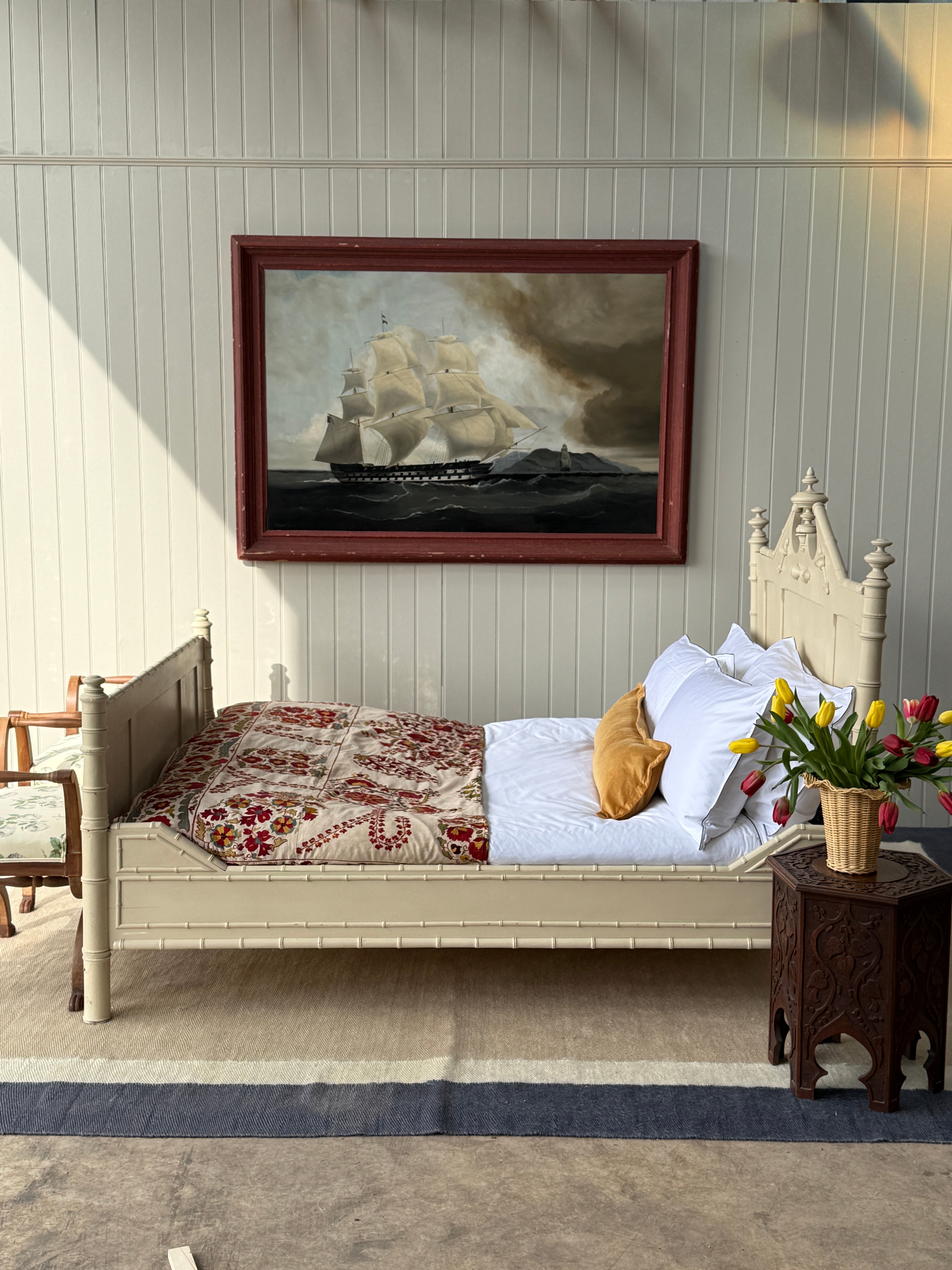 Faux Bamboo Painted Double Bed