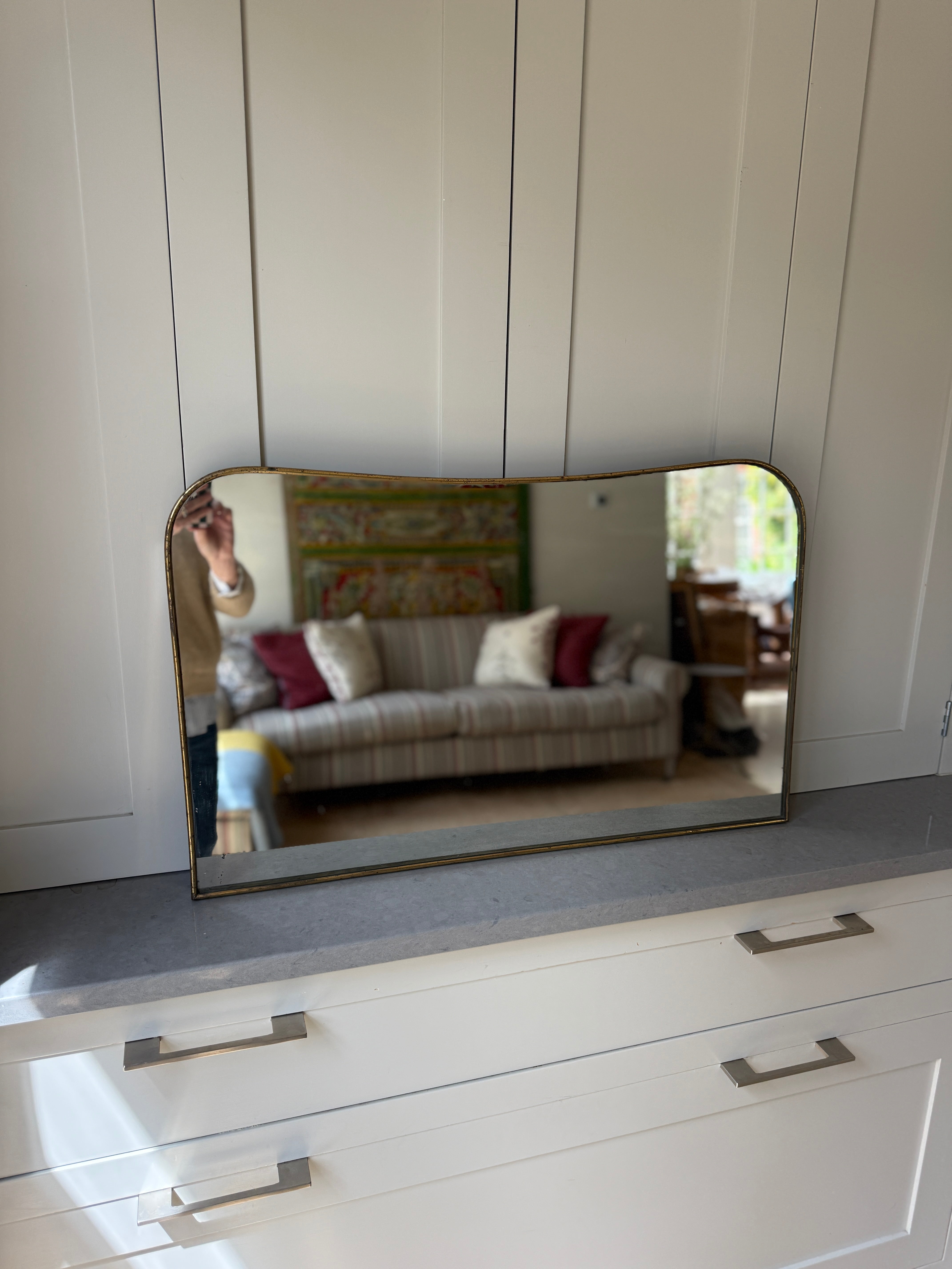 Small Italian Brass Mantel Mirror(45 x 73cm)