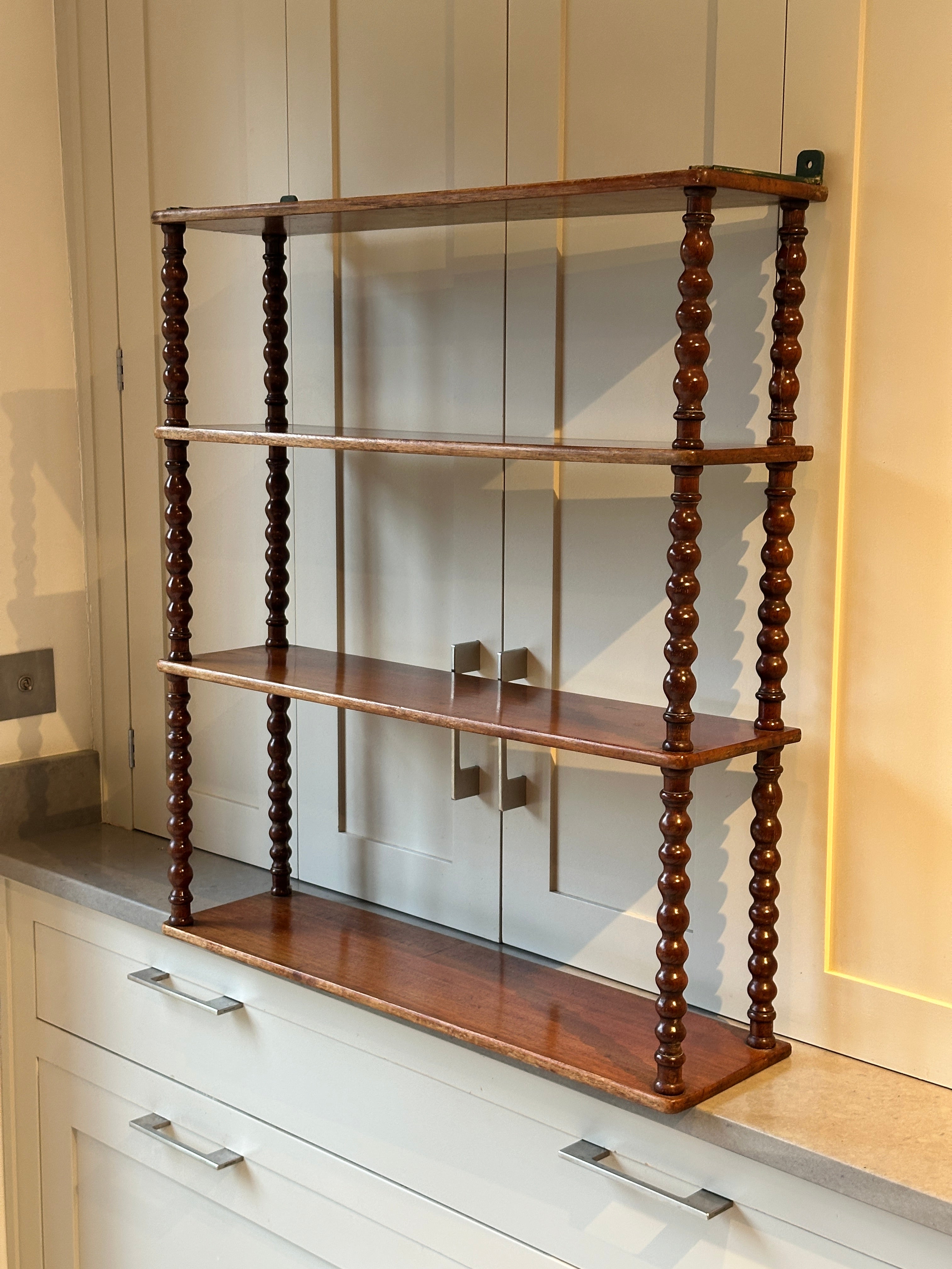 Large Mahogany Bobbin Wall Shelves