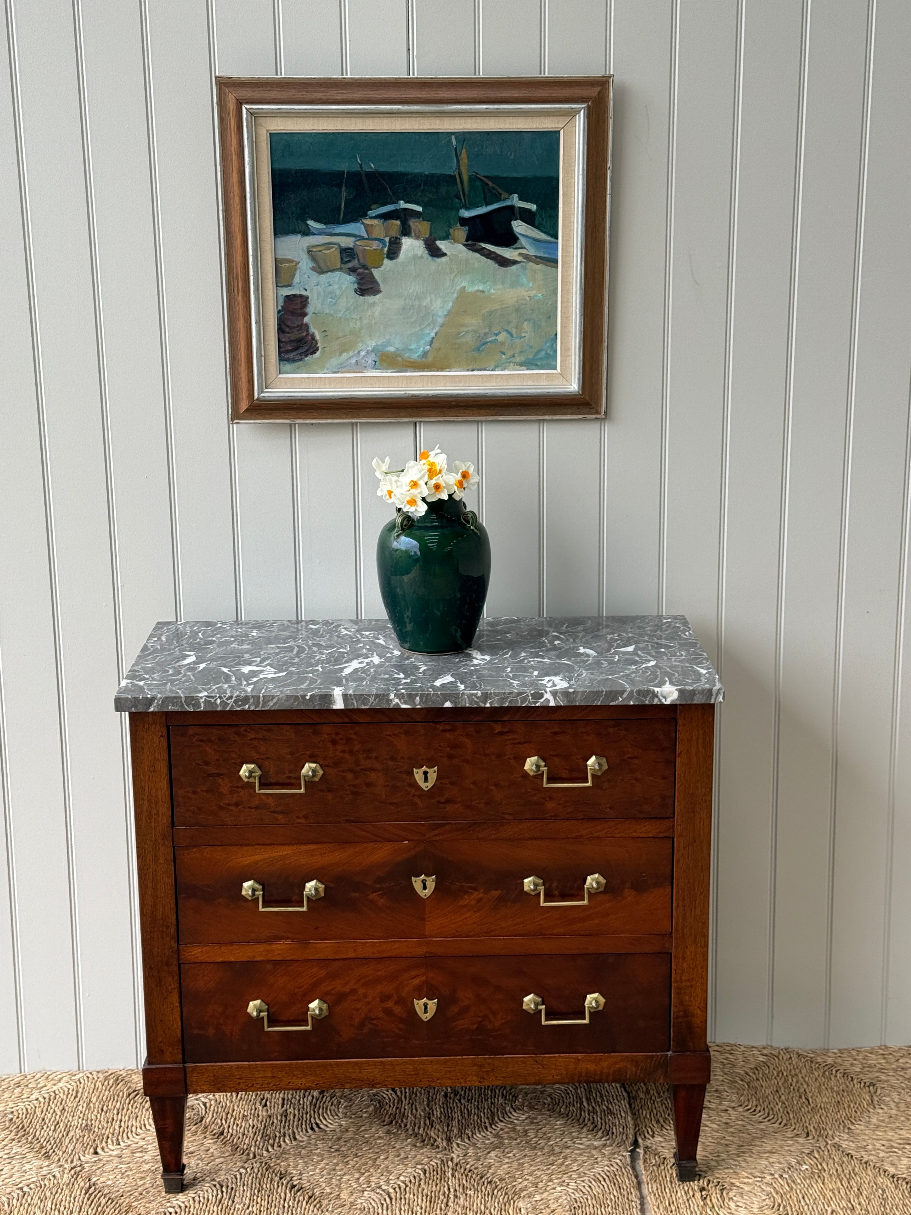 Small Empire Commode with Dappled Grey Marble Top