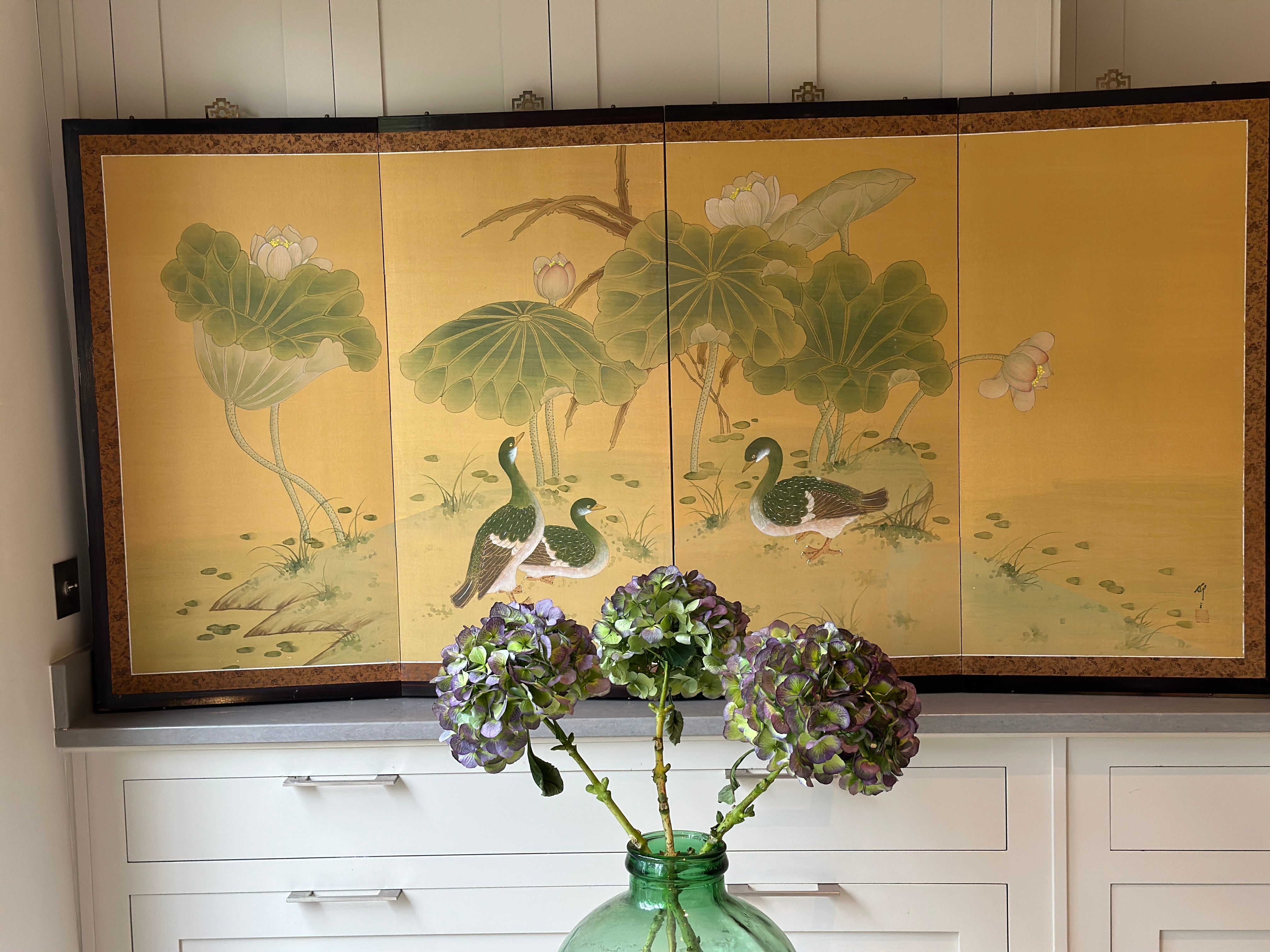 Early 20th Century Japanese Silk Screen