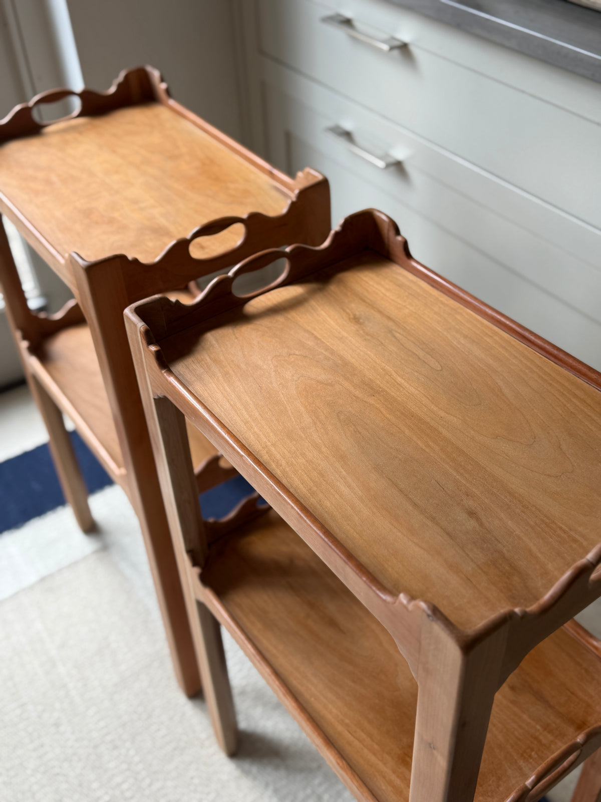 Pair of Mahogany Two-Tier Tray-Top Occasional Tables, Early 20th Century