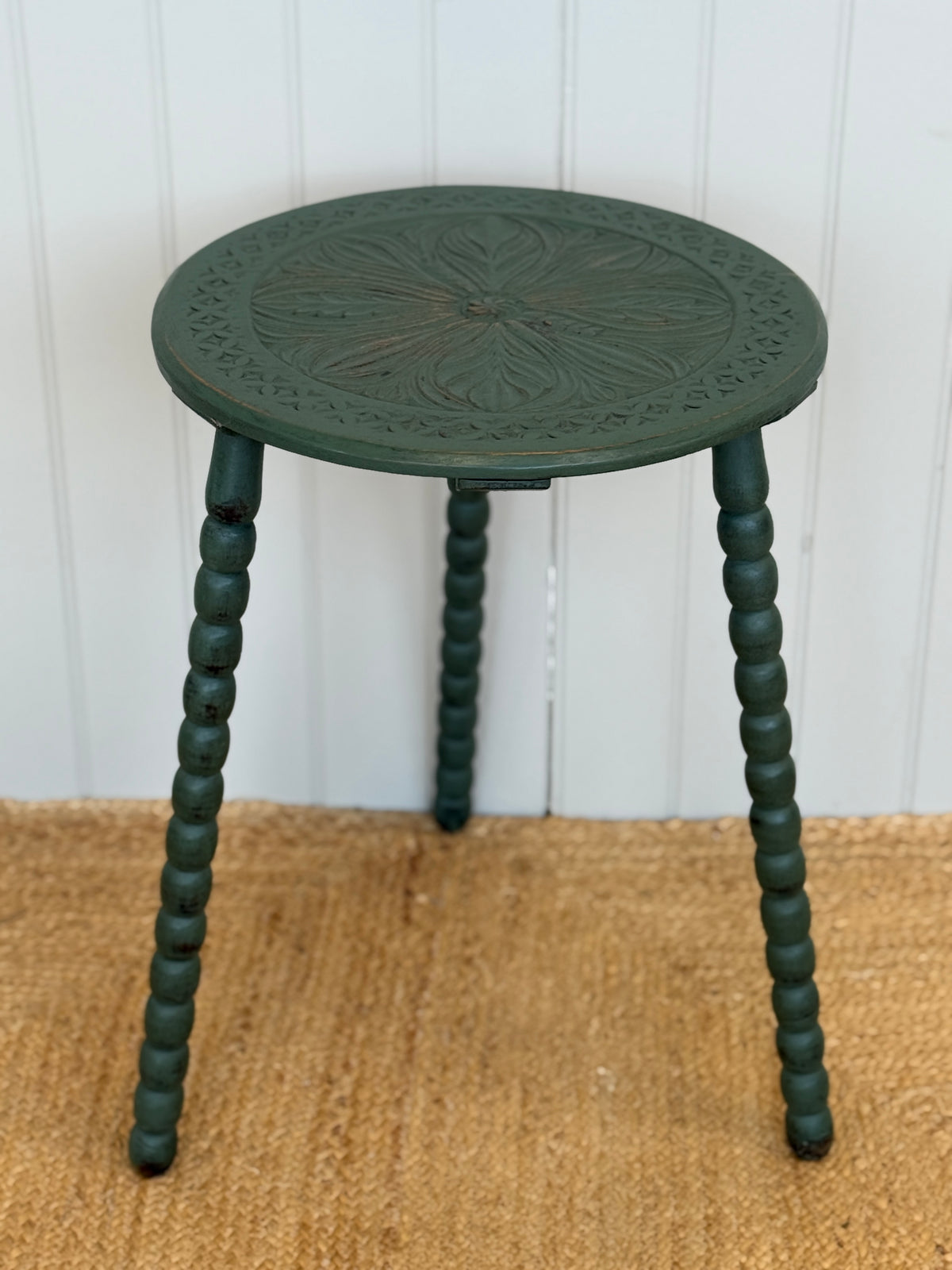 Early 20th Century Green Bobbin Table