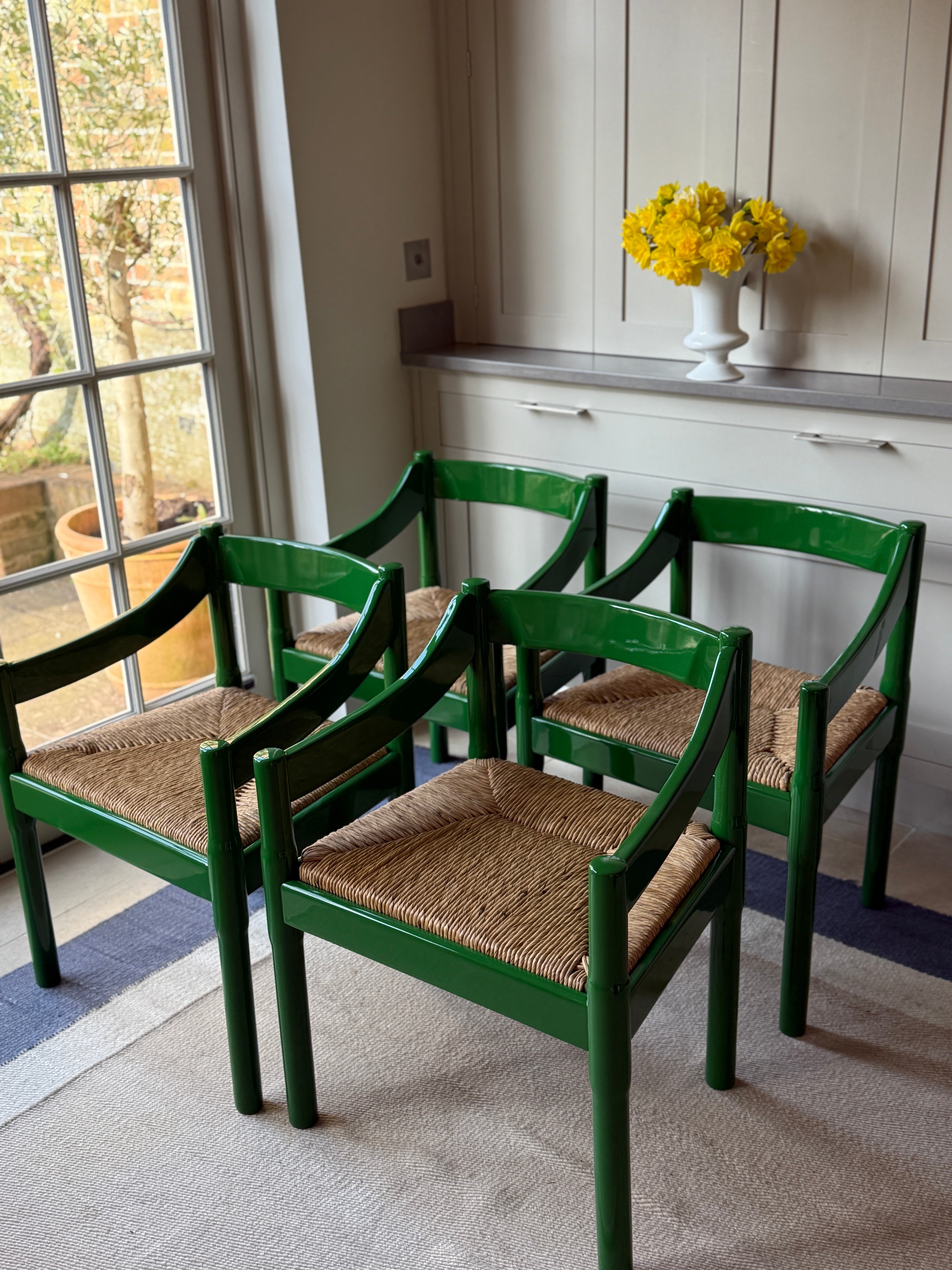 VM Carimate Armchairs in Green Lacquer