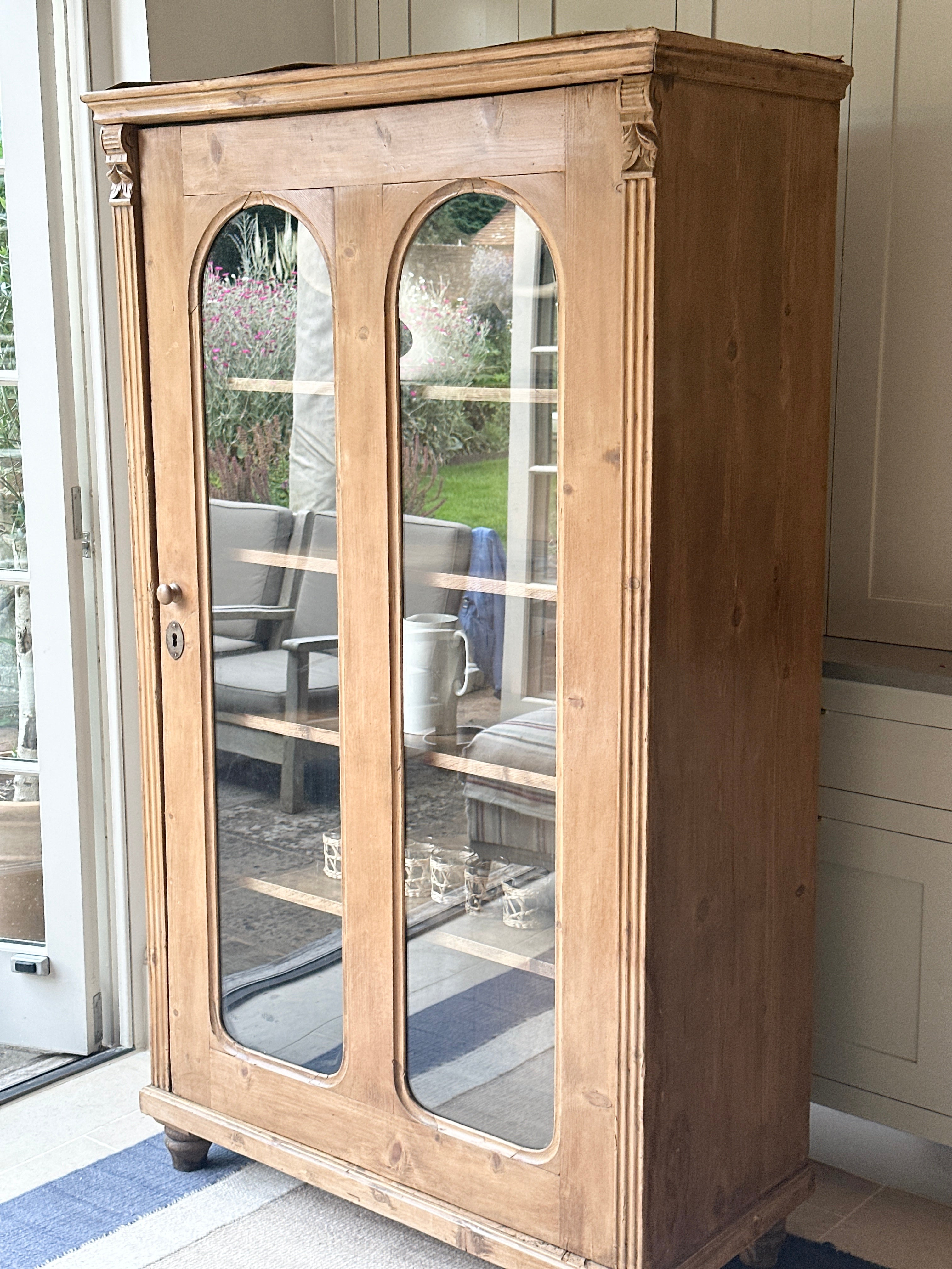 Lovely Continental Glazed Pine Cabinet with lots of storage