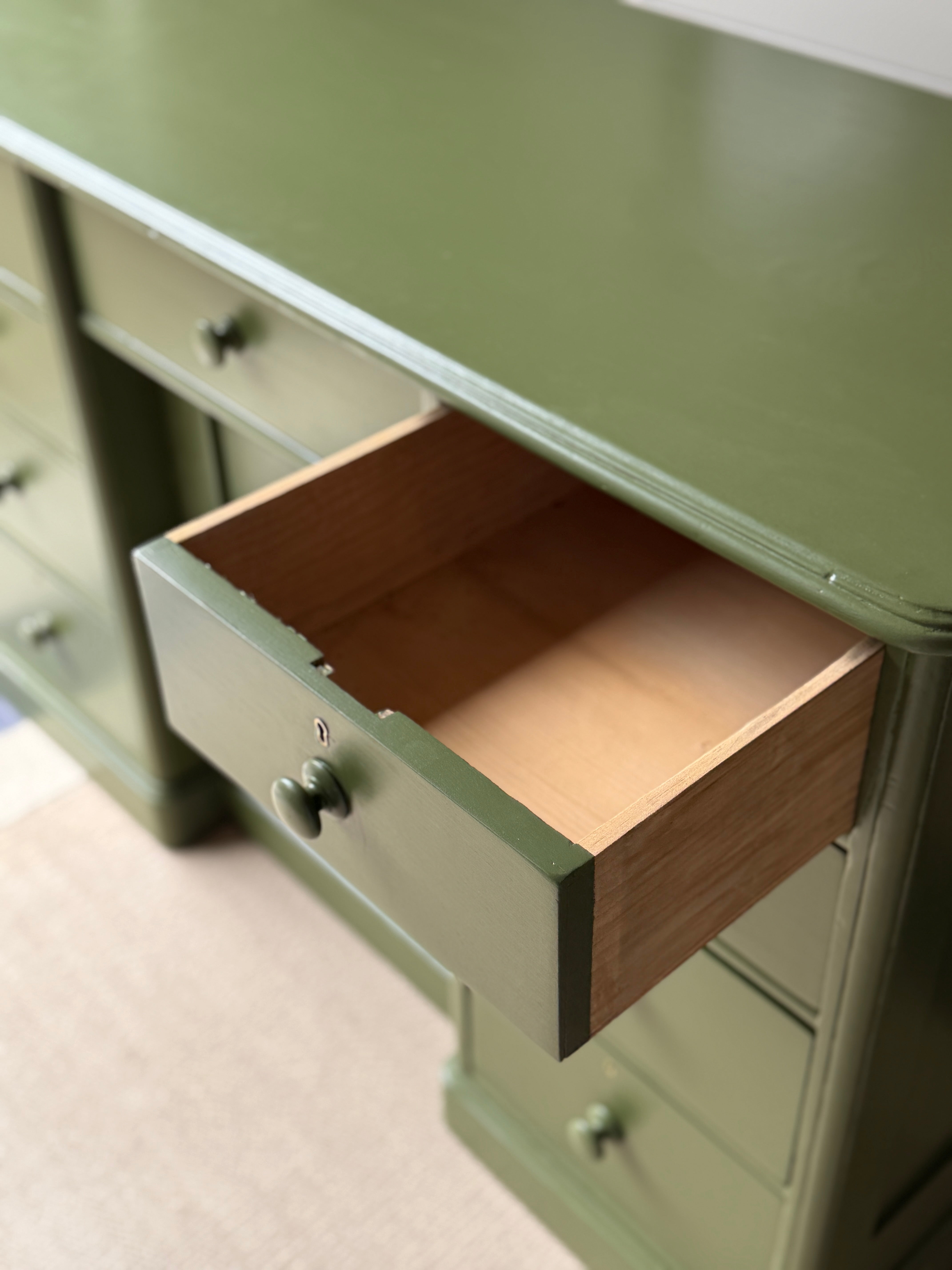 Painted Pine Dresser Base in Olive Colour by Little Greene
