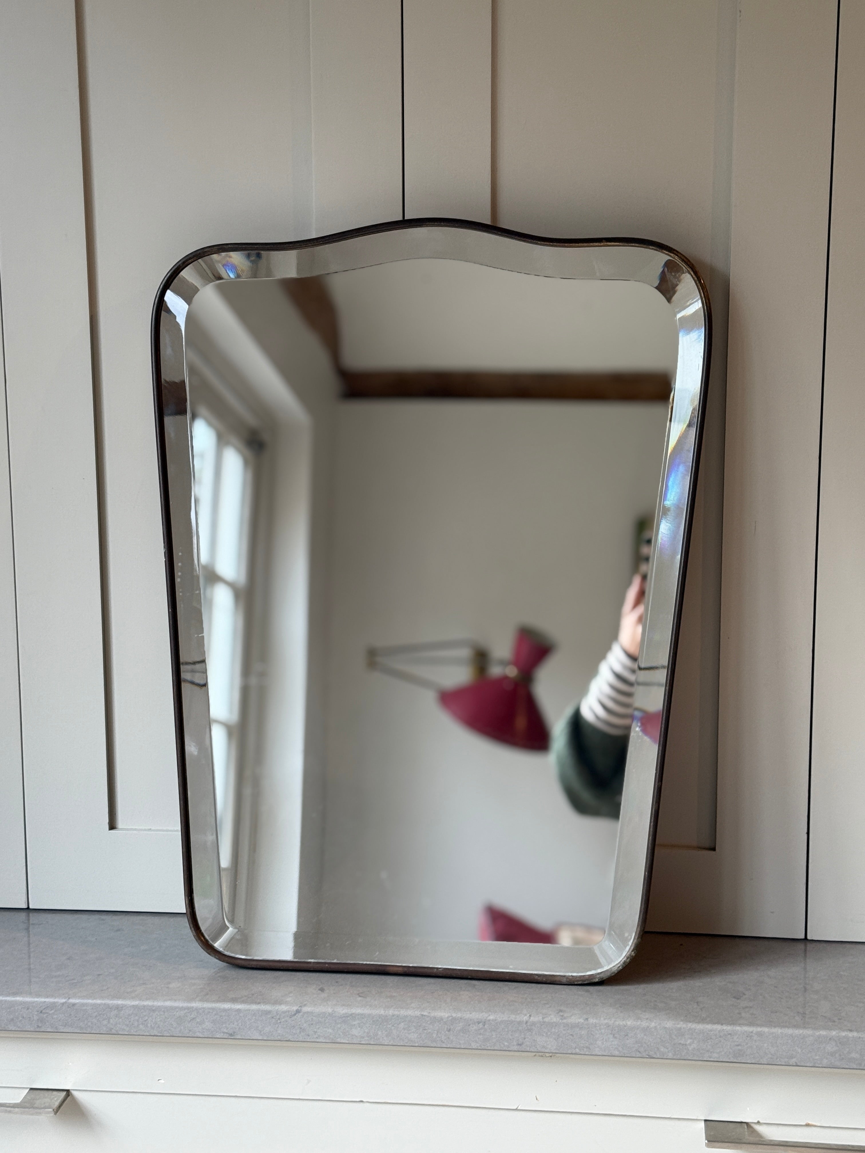 Italian Brass Shield Mirror with Bevelled Plate 60cm by 45cm