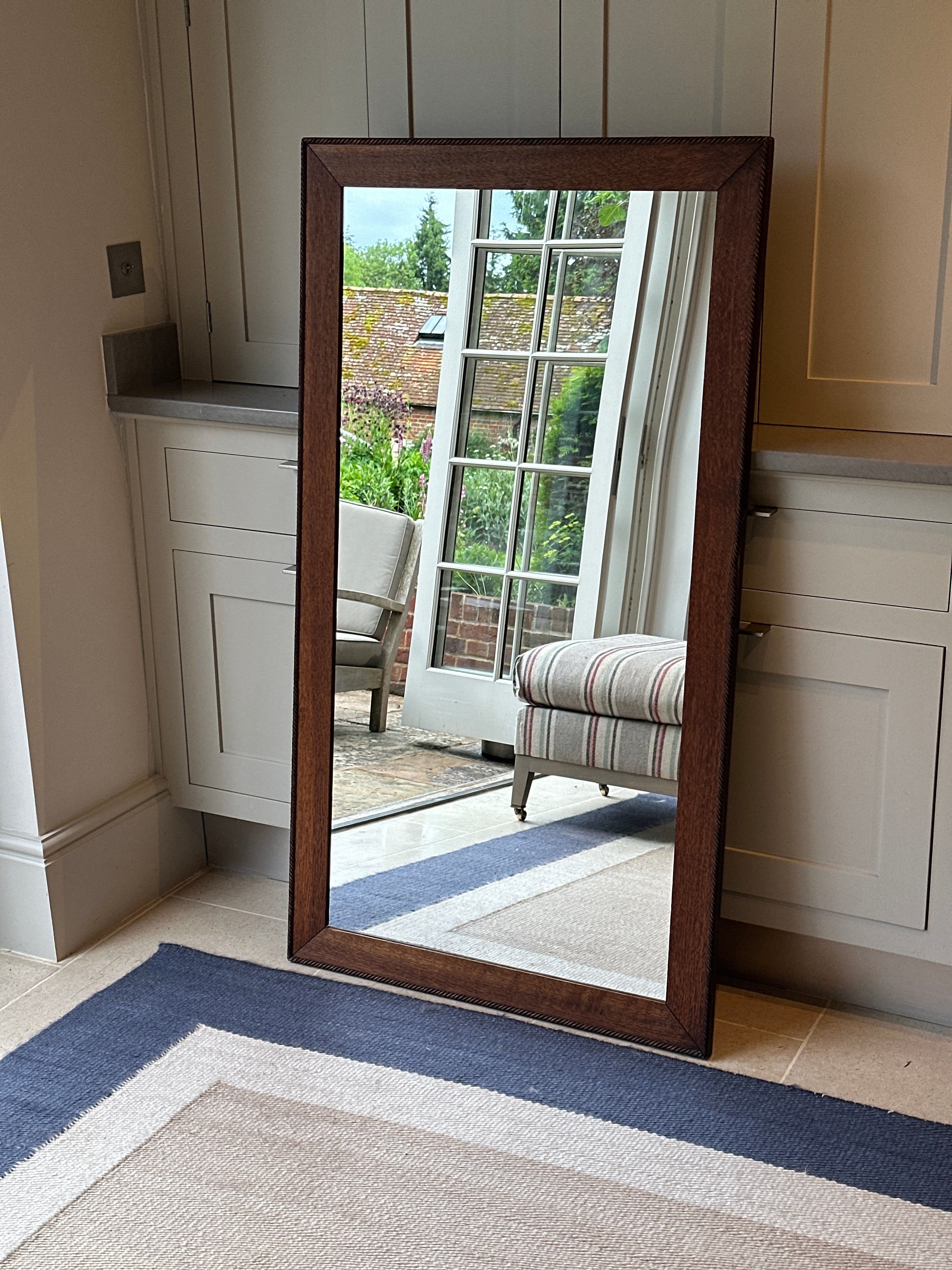 Large Oak Framed Mirror with barley twist border