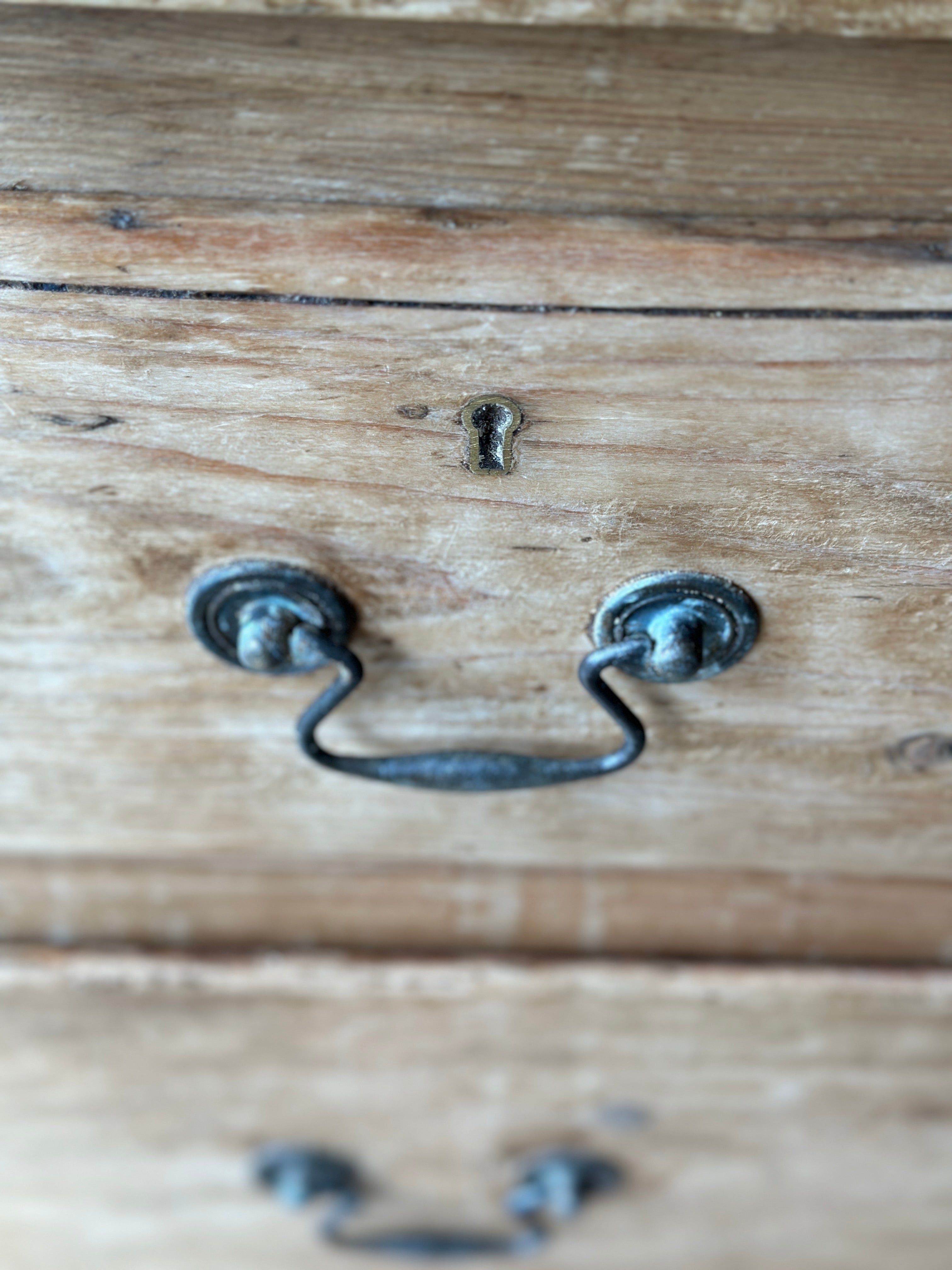 Charming Antique Pine Chest of Drawers on castors
