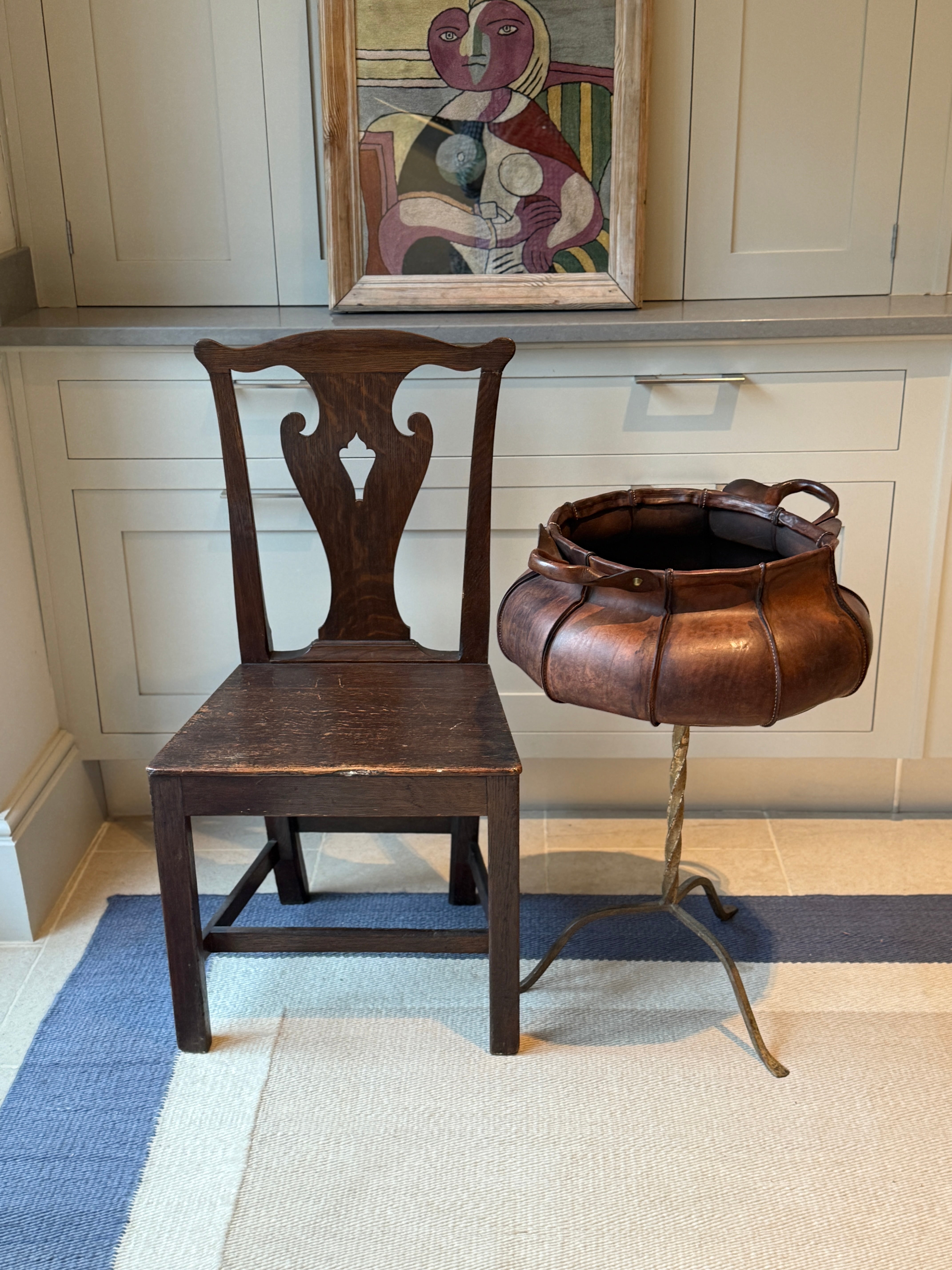 Vintage Italian Leather Storage Basket