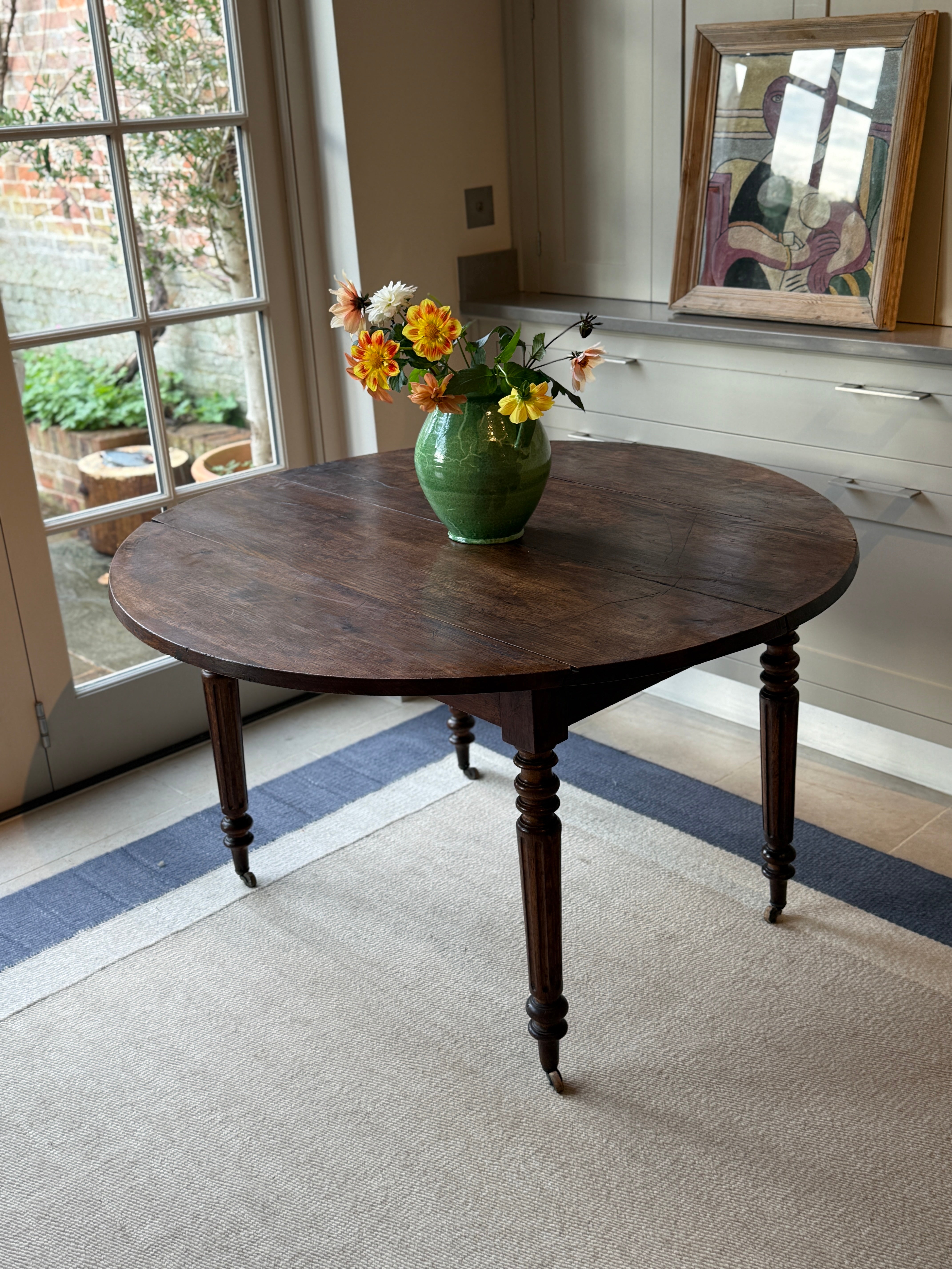 Large Walnut Drop Leaf Table - Circa 1840