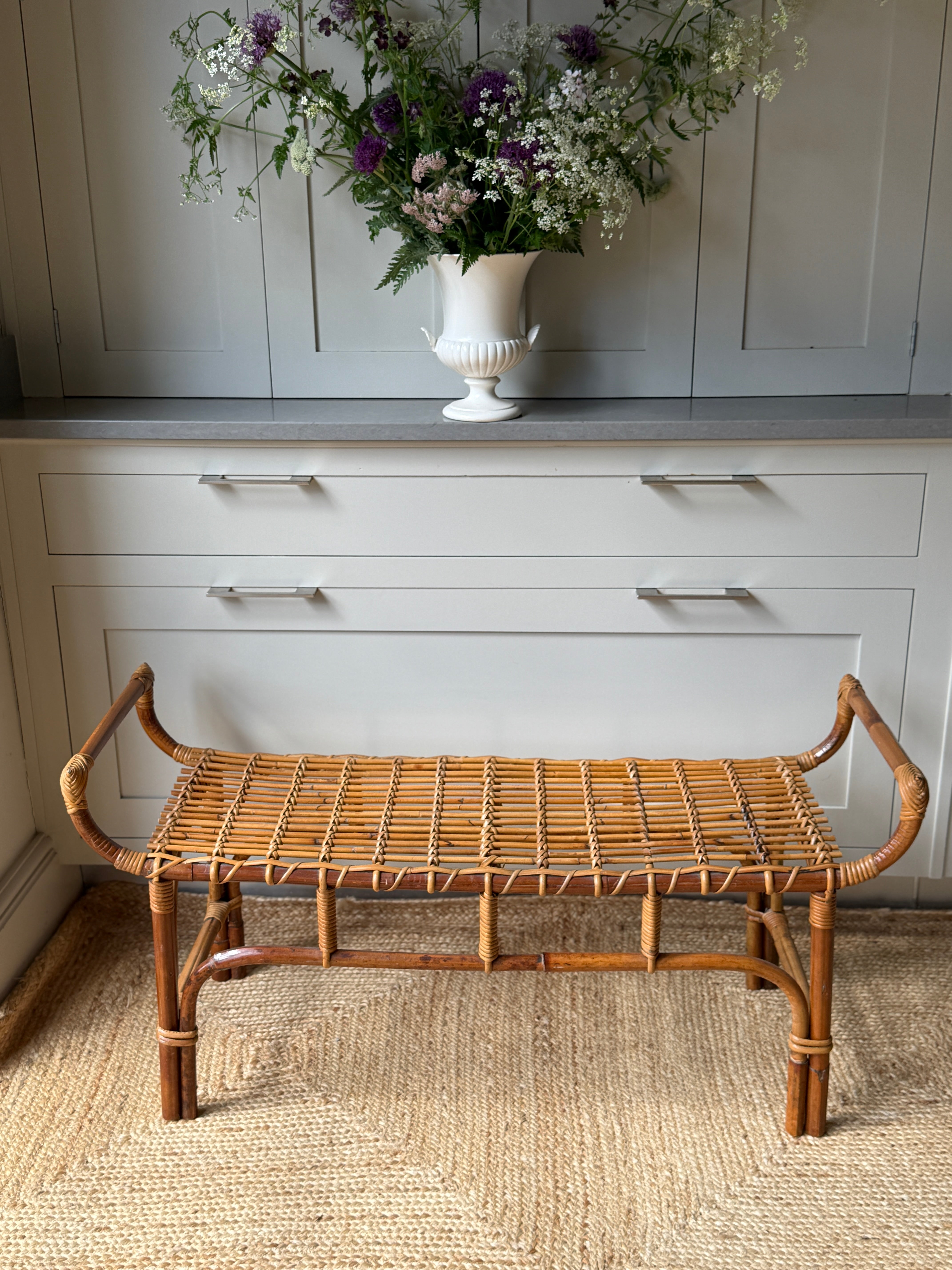 Bonacina Bamboo Bench & Wall Rack Italy 1960s