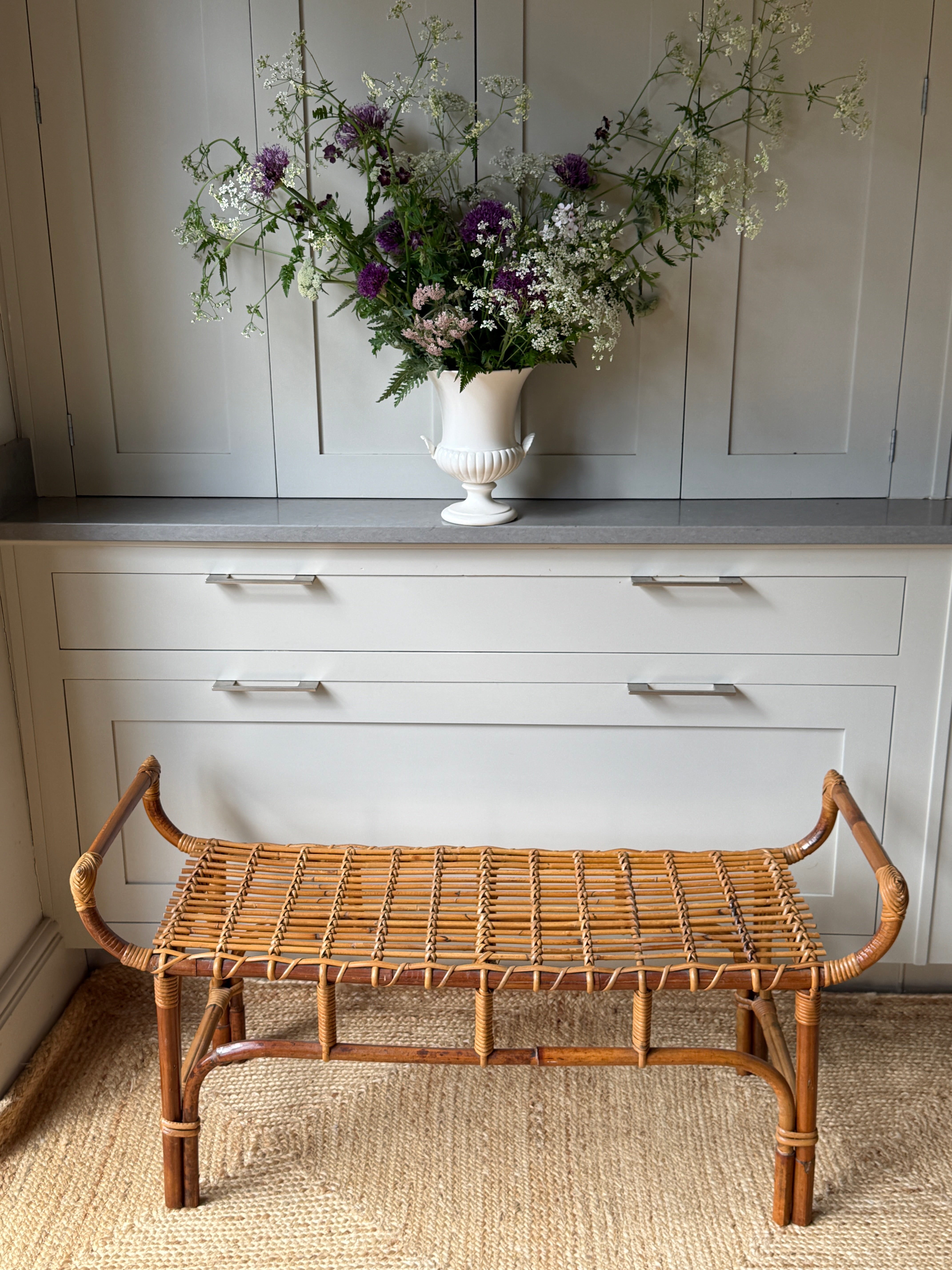 Bonacina Bamboo Bench & Wall Rack Italy 1960s