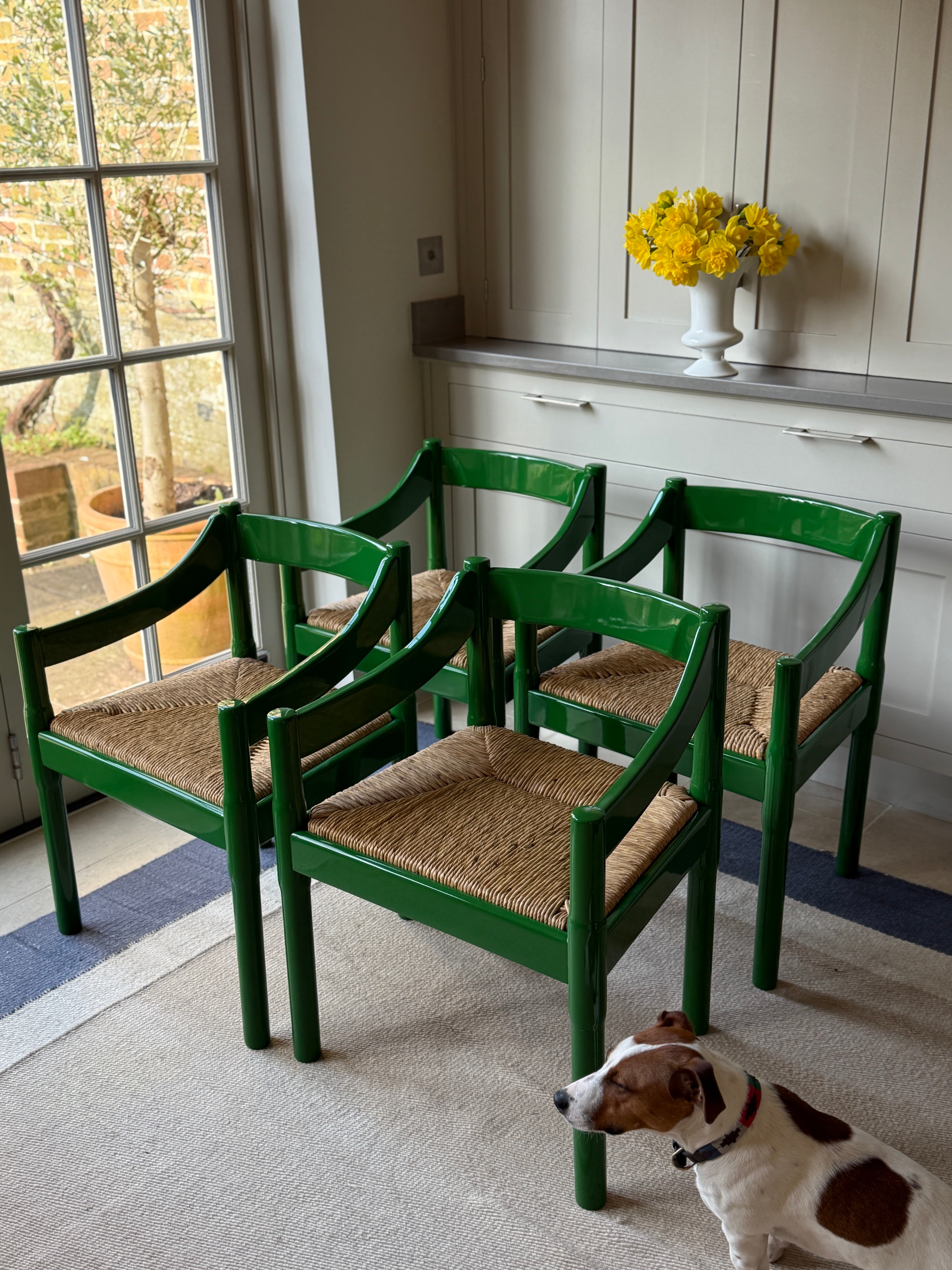 VM Carimate Armchairs in Green Lacquer