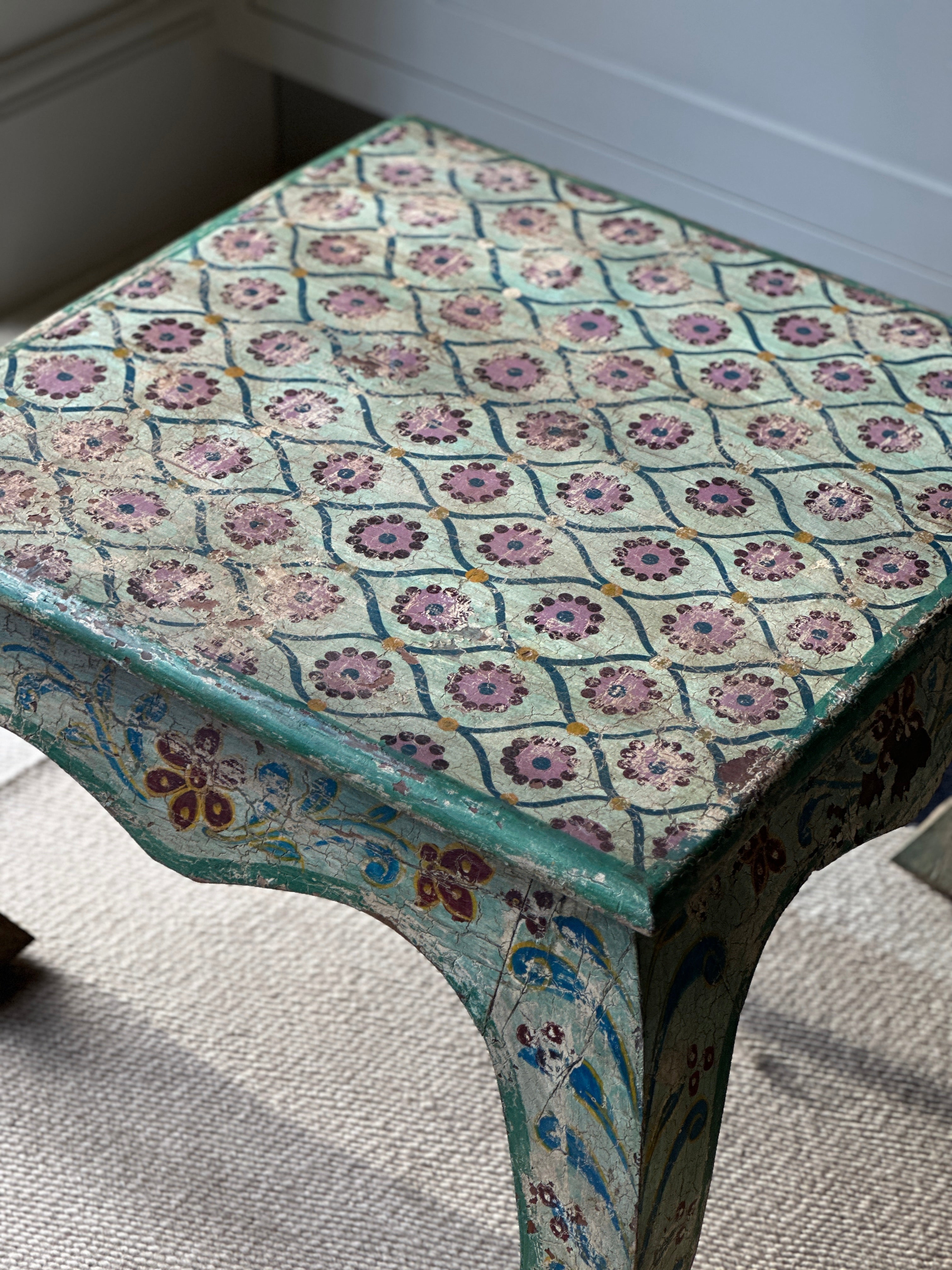 Charming vintage painted Indian hardwood table