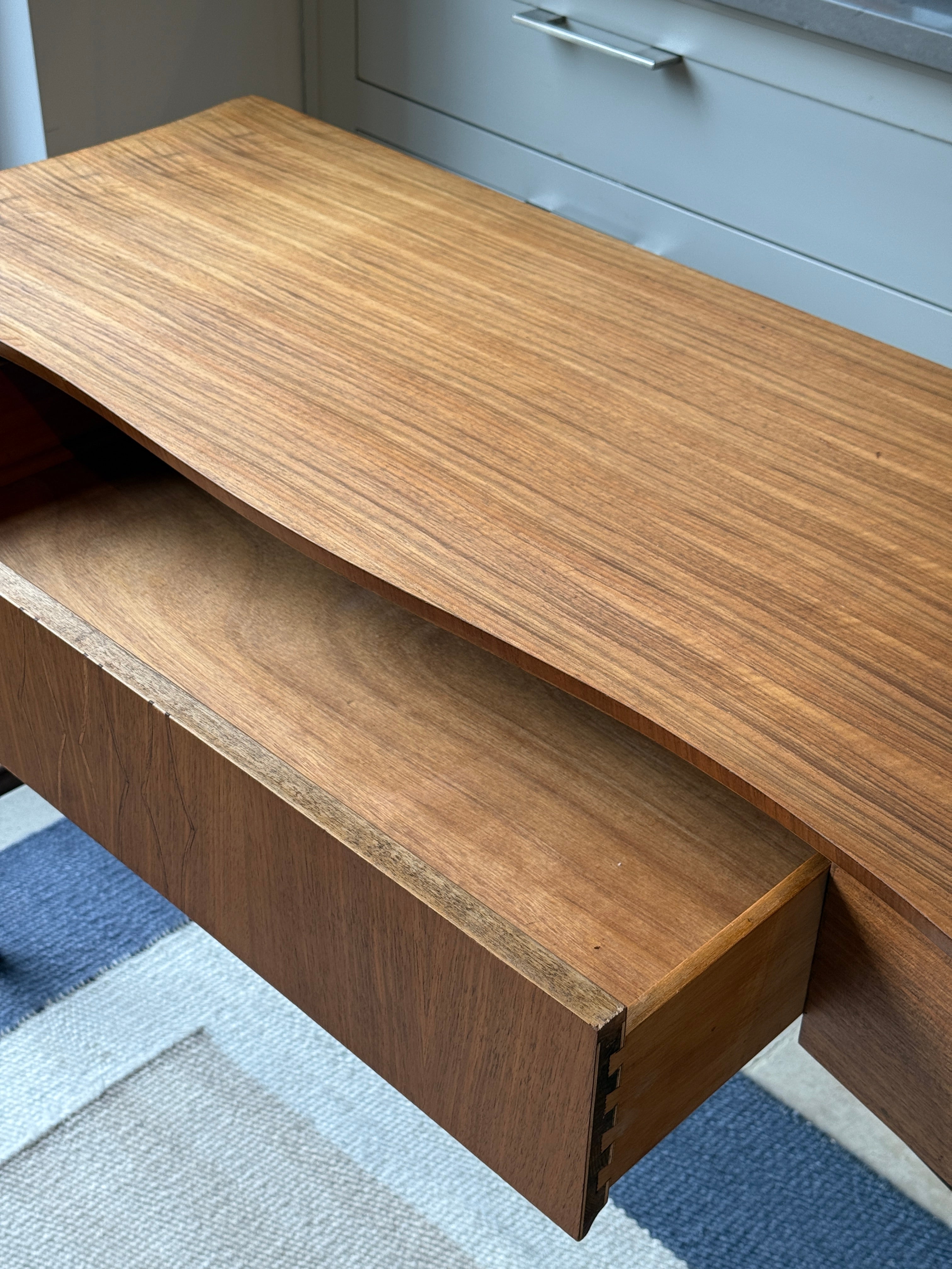 Midcentury Satinwood & Walnut desk by Everest