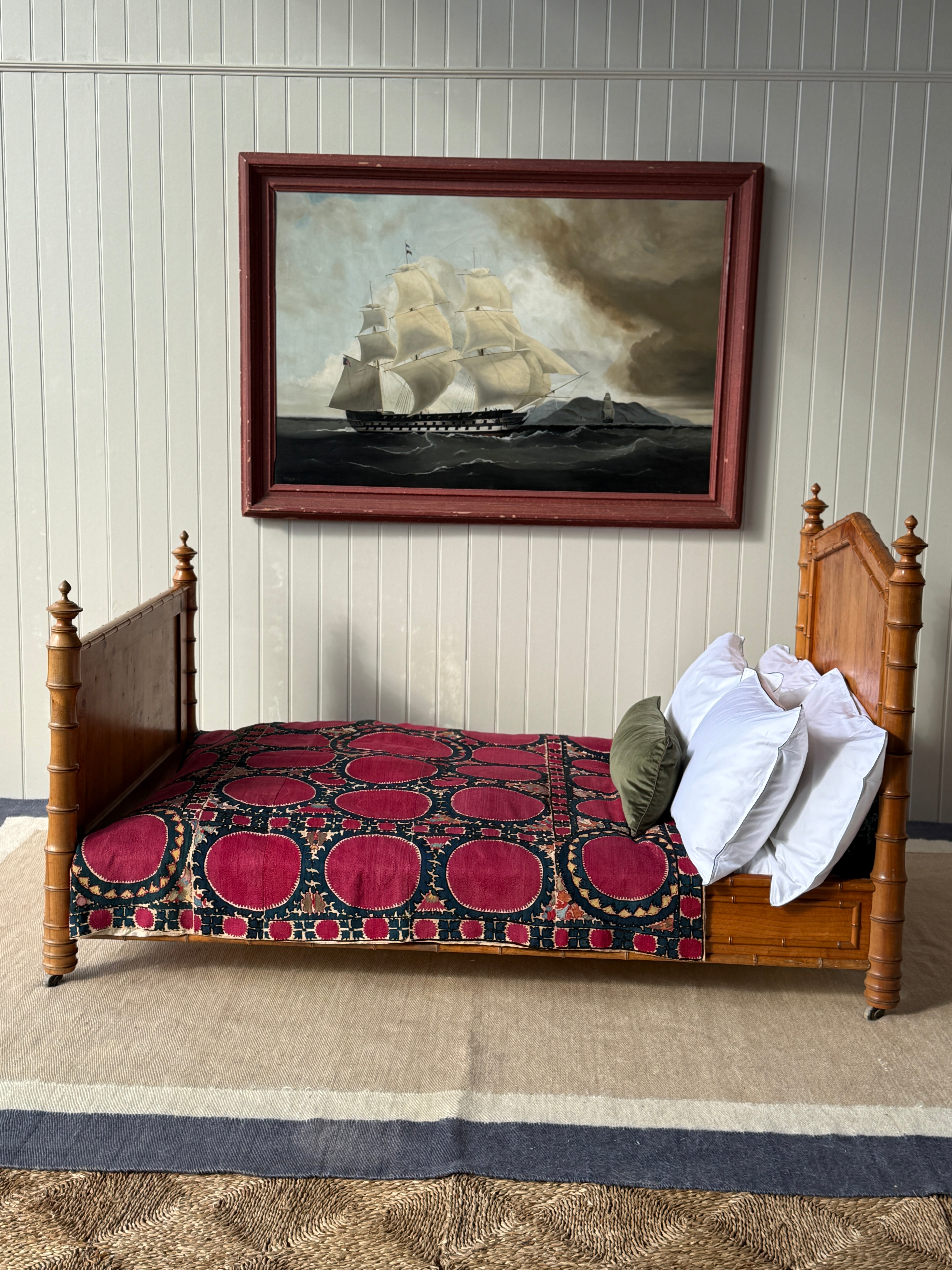 Large Single/ Small Double Faux Bamboo Bed