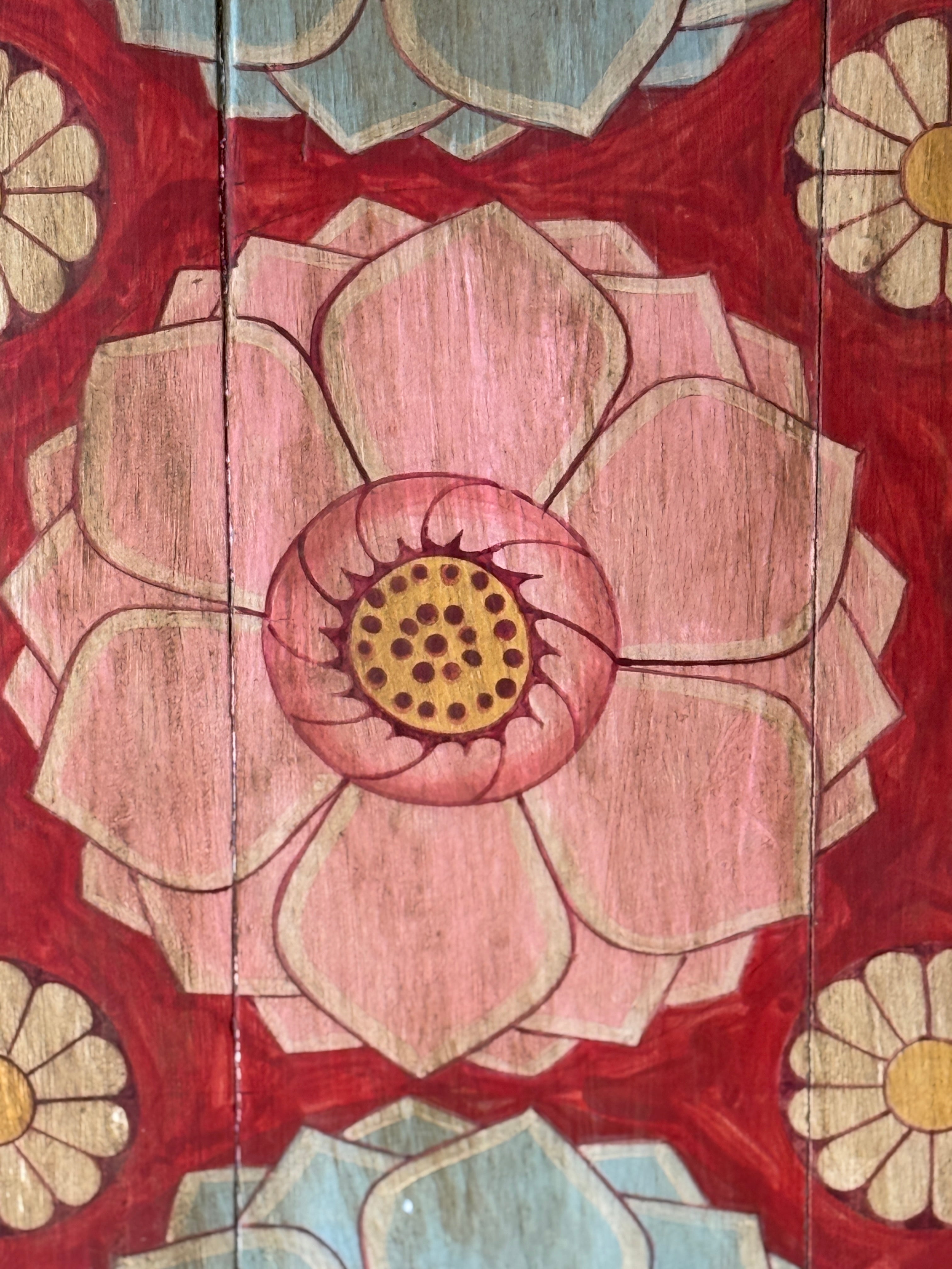 Large Framed Antique Kandayan Wood Panel