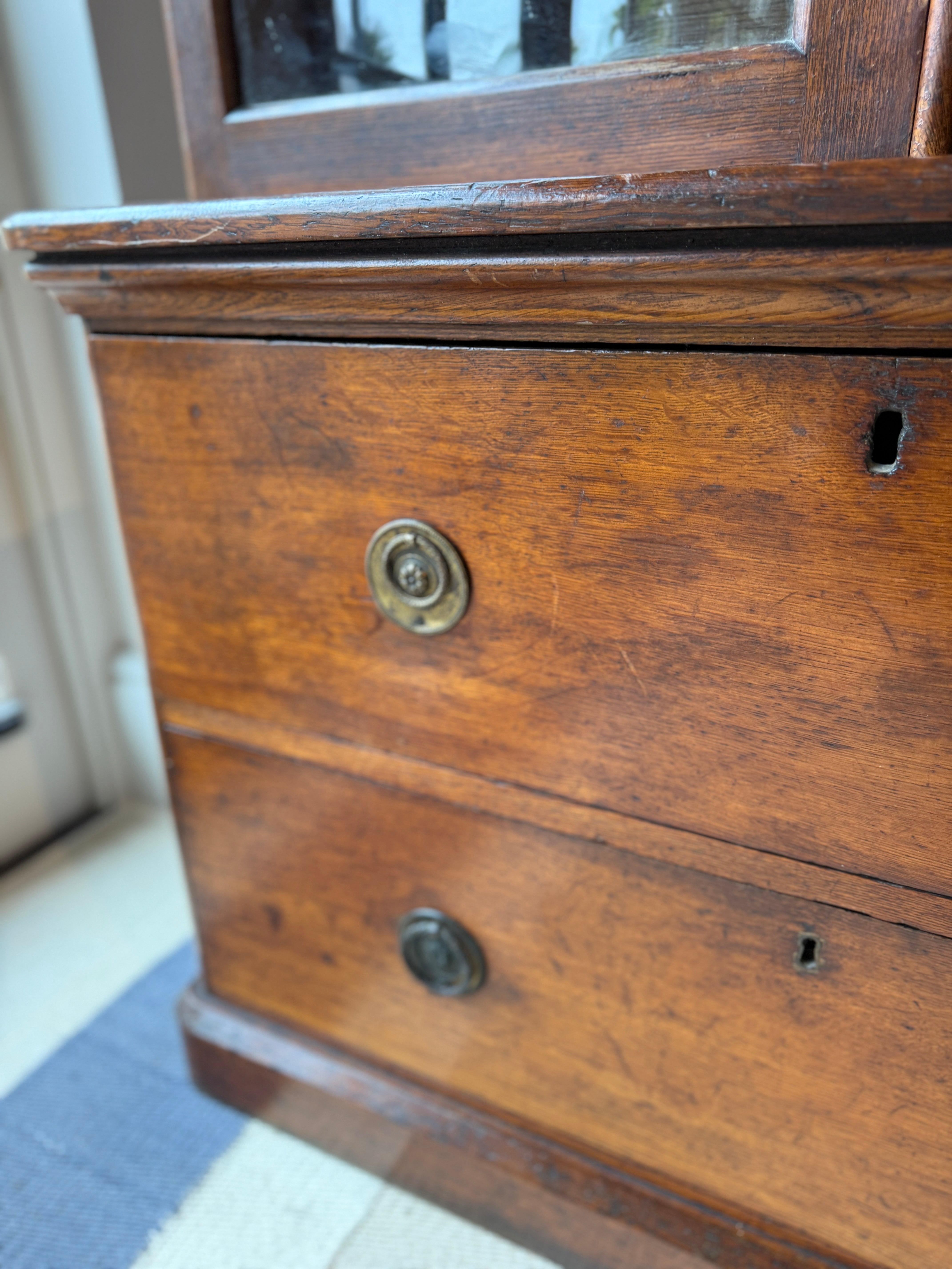 Late 19th Century Oak Dresser with Glazed cabinet