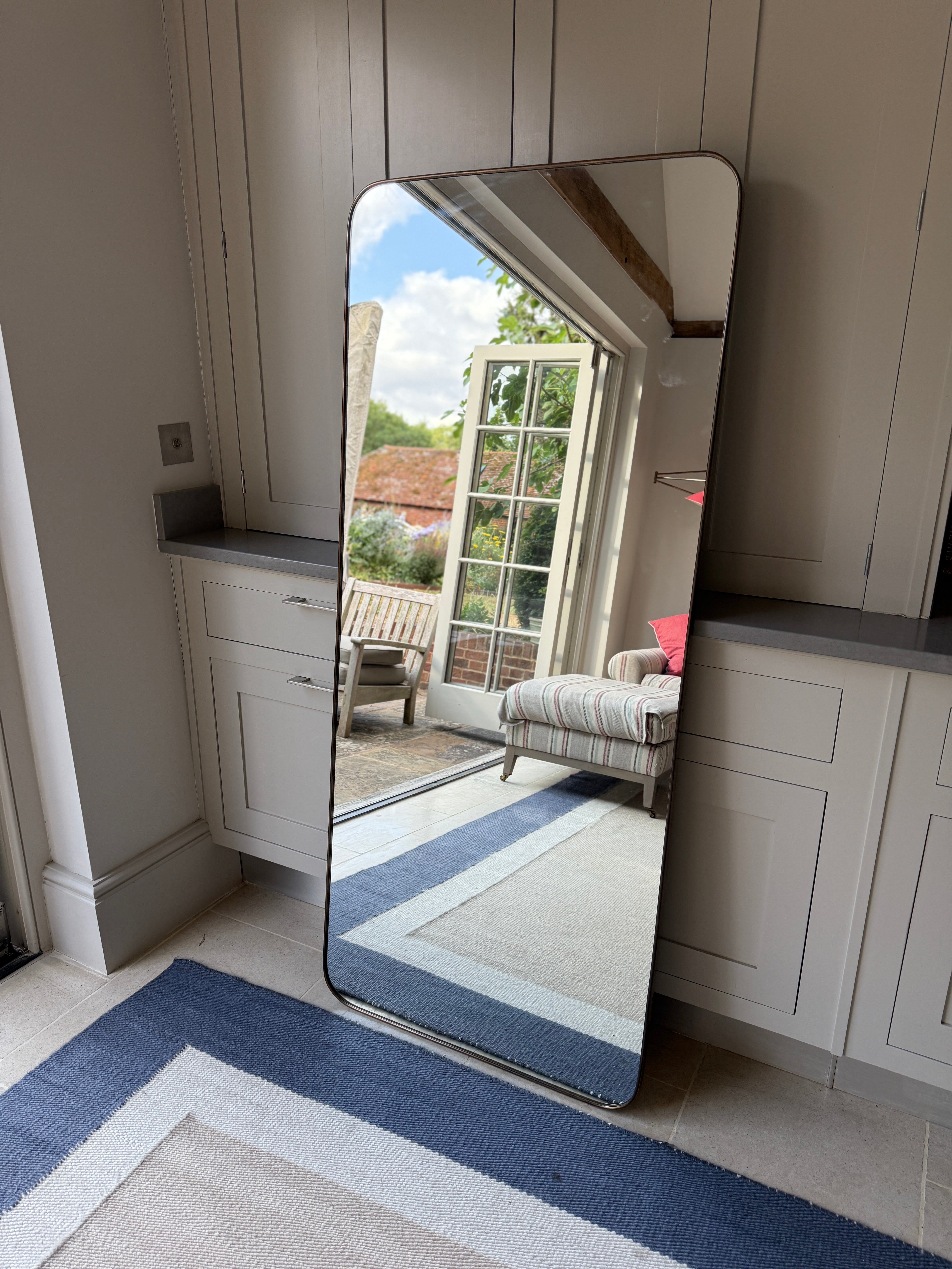 Large 1950s Brass Shield Mirror