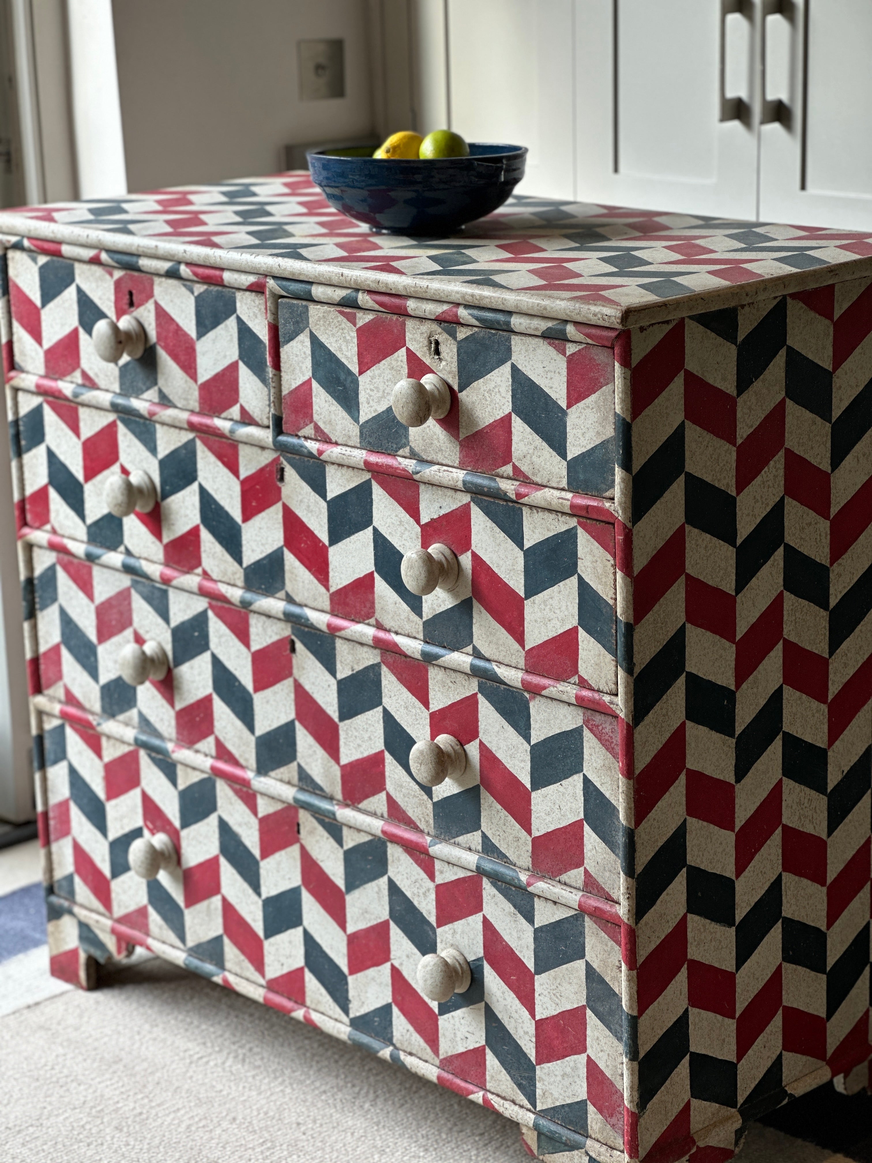 Old Chest of Drawers with Modern Chevron Pain Finish