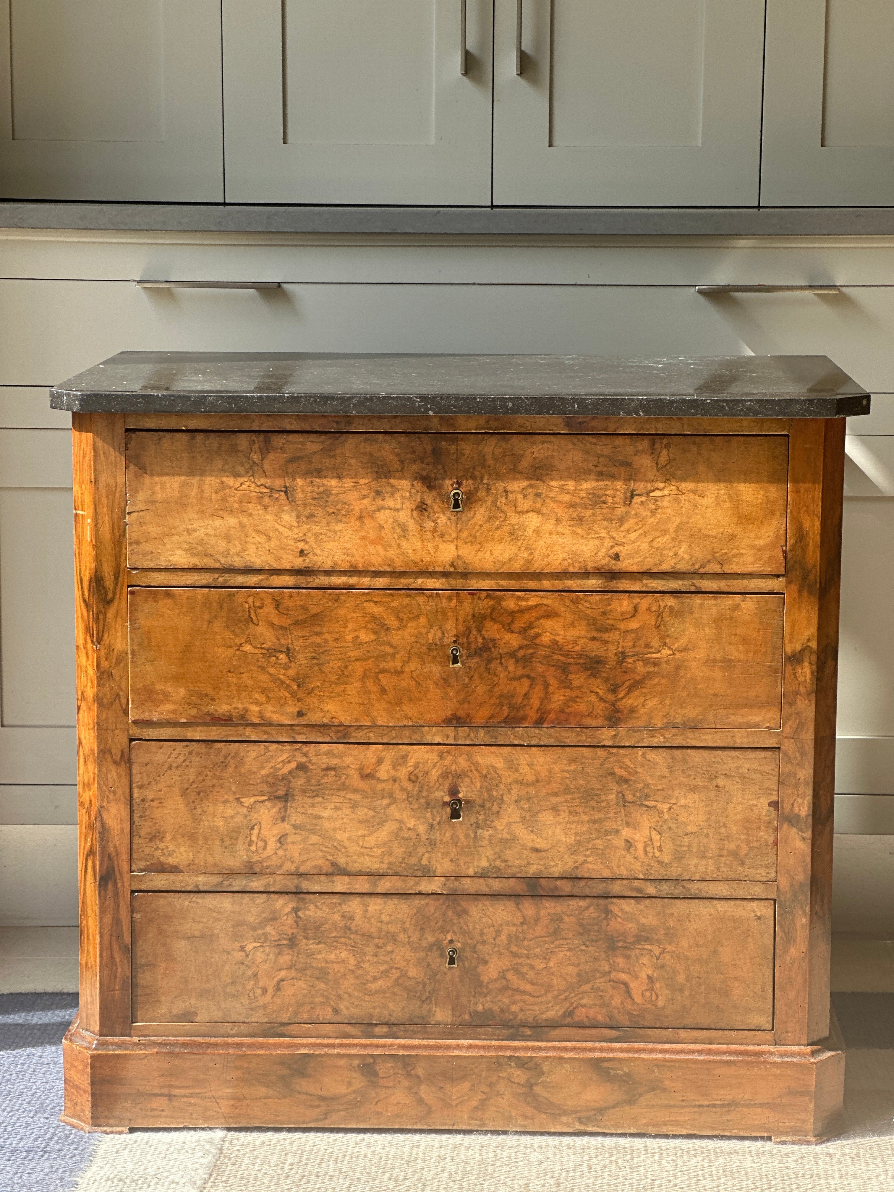 Small French Bedside Commode with marble top