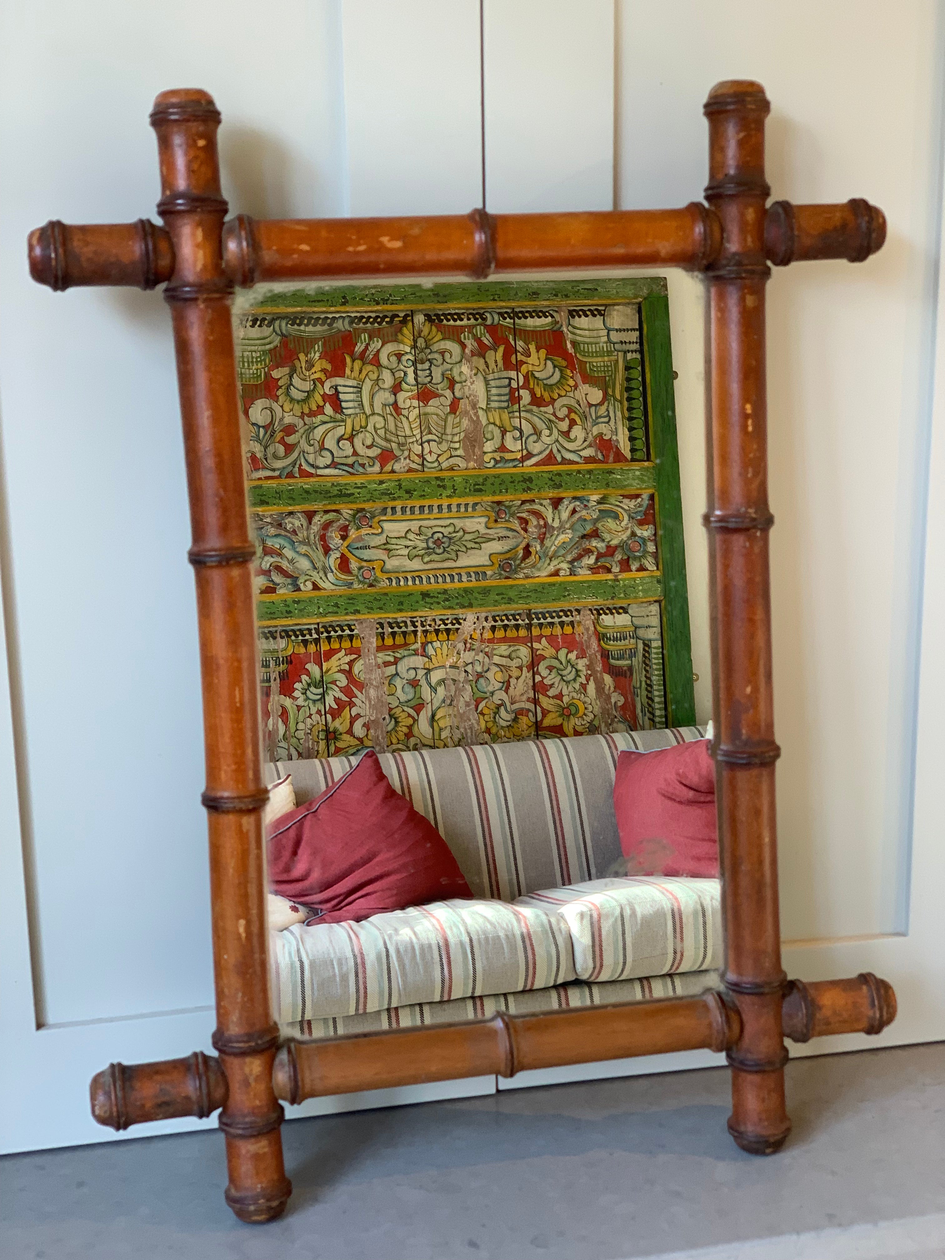 Medium Faux Bamboo Mirror