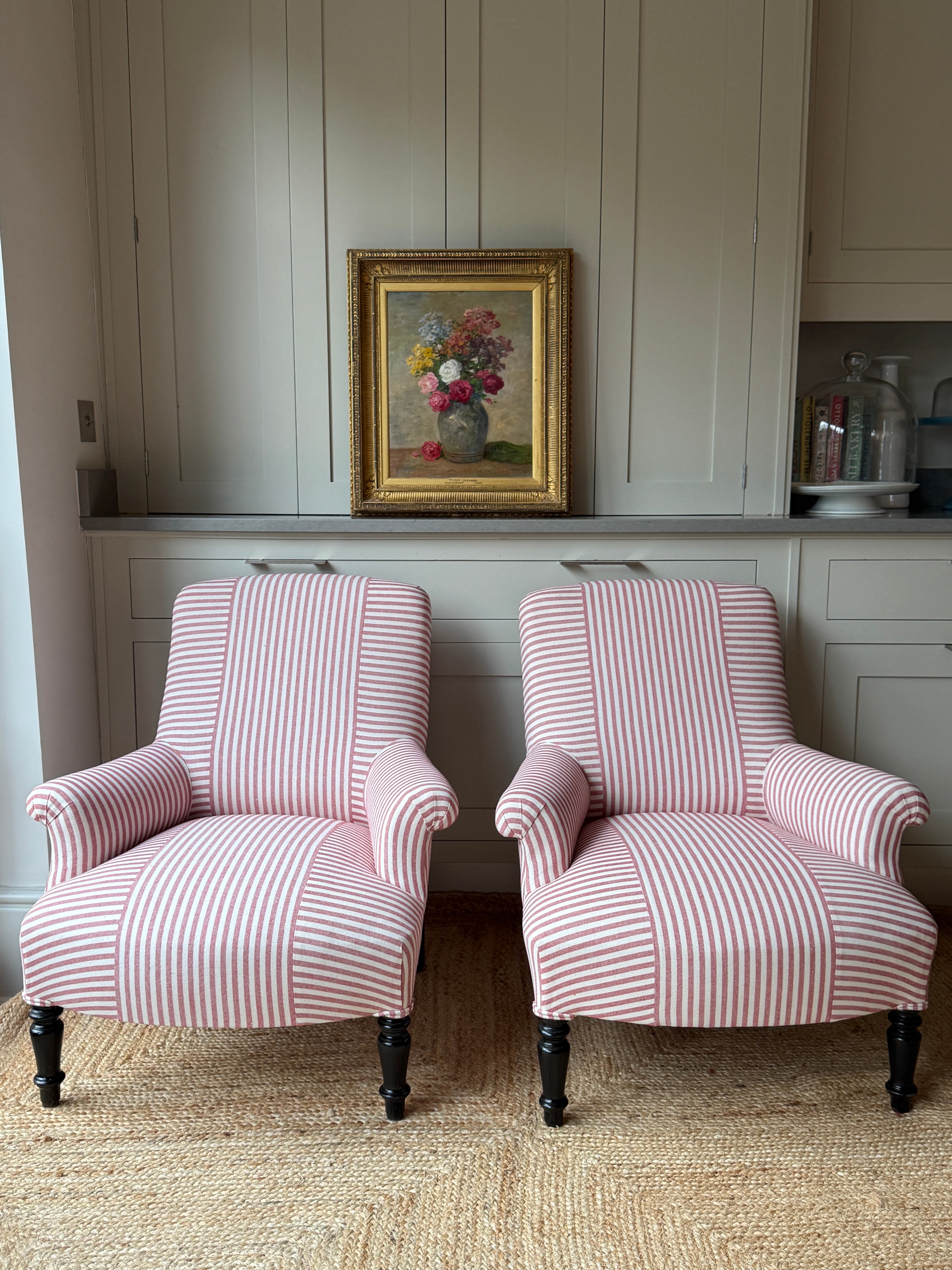 Pair of Small Squareback in Red Ticking