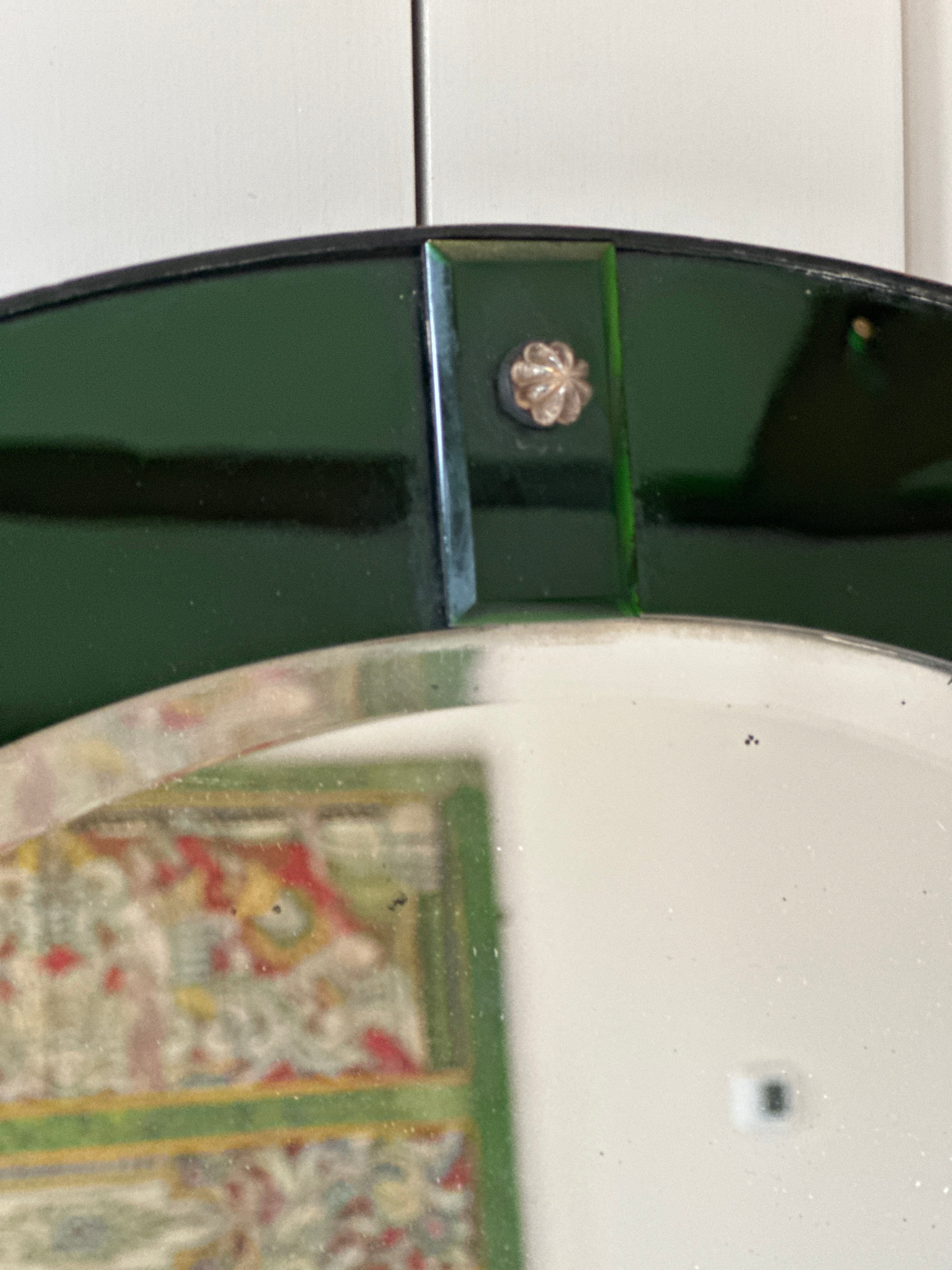 Art Deco Green Glass Mirror