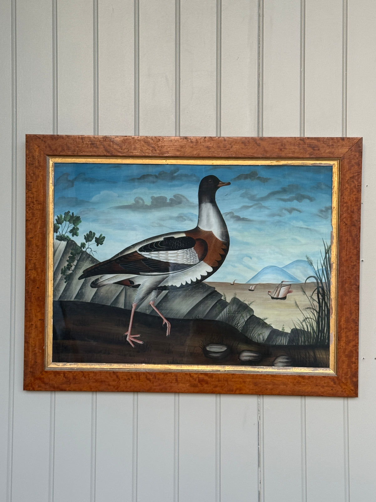 Anglo-Chinese Painting of a Shelduck on Silk, Canton, 19th Century