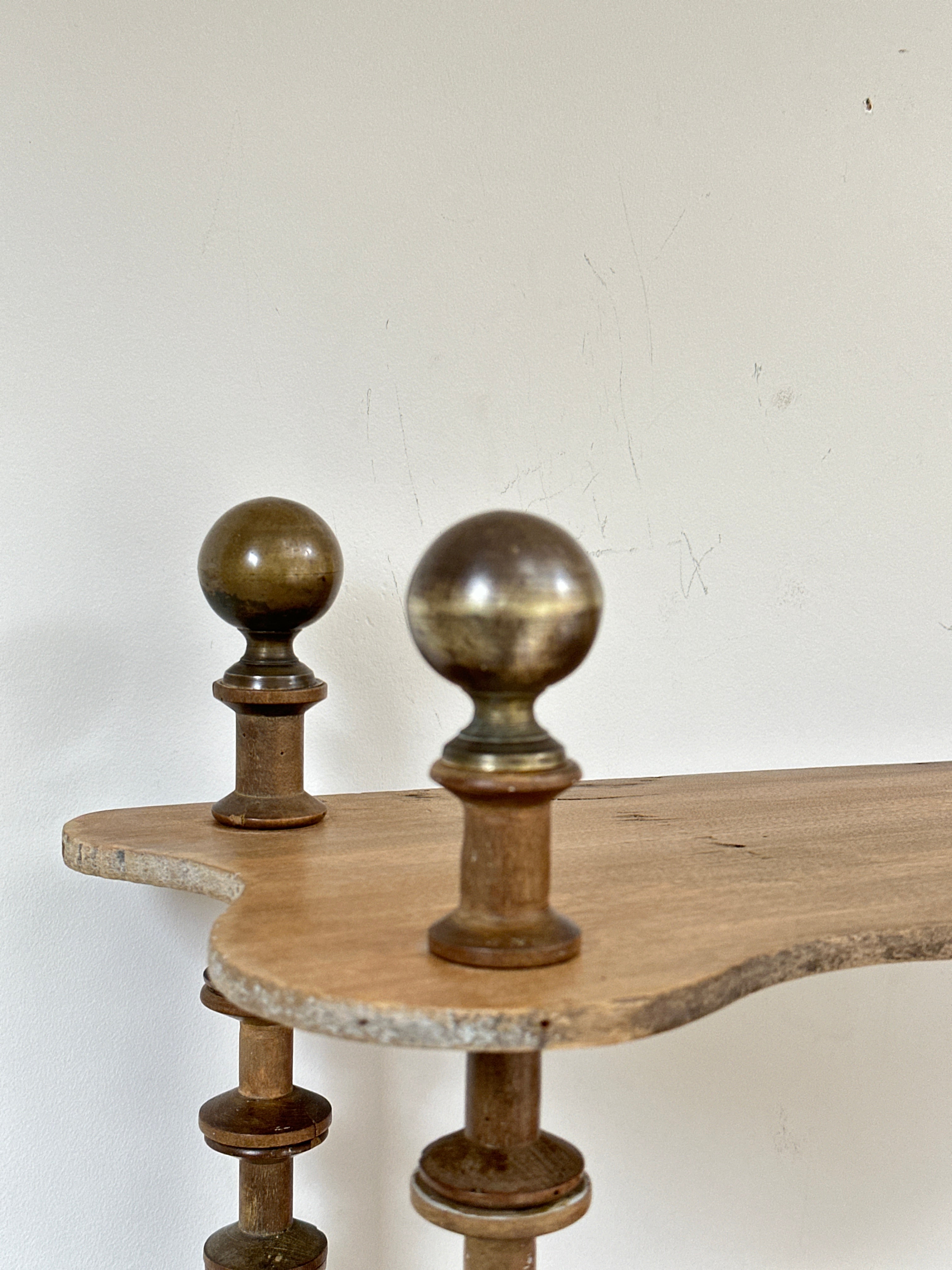 Large Cotton Reel Shelves with Brass Finials