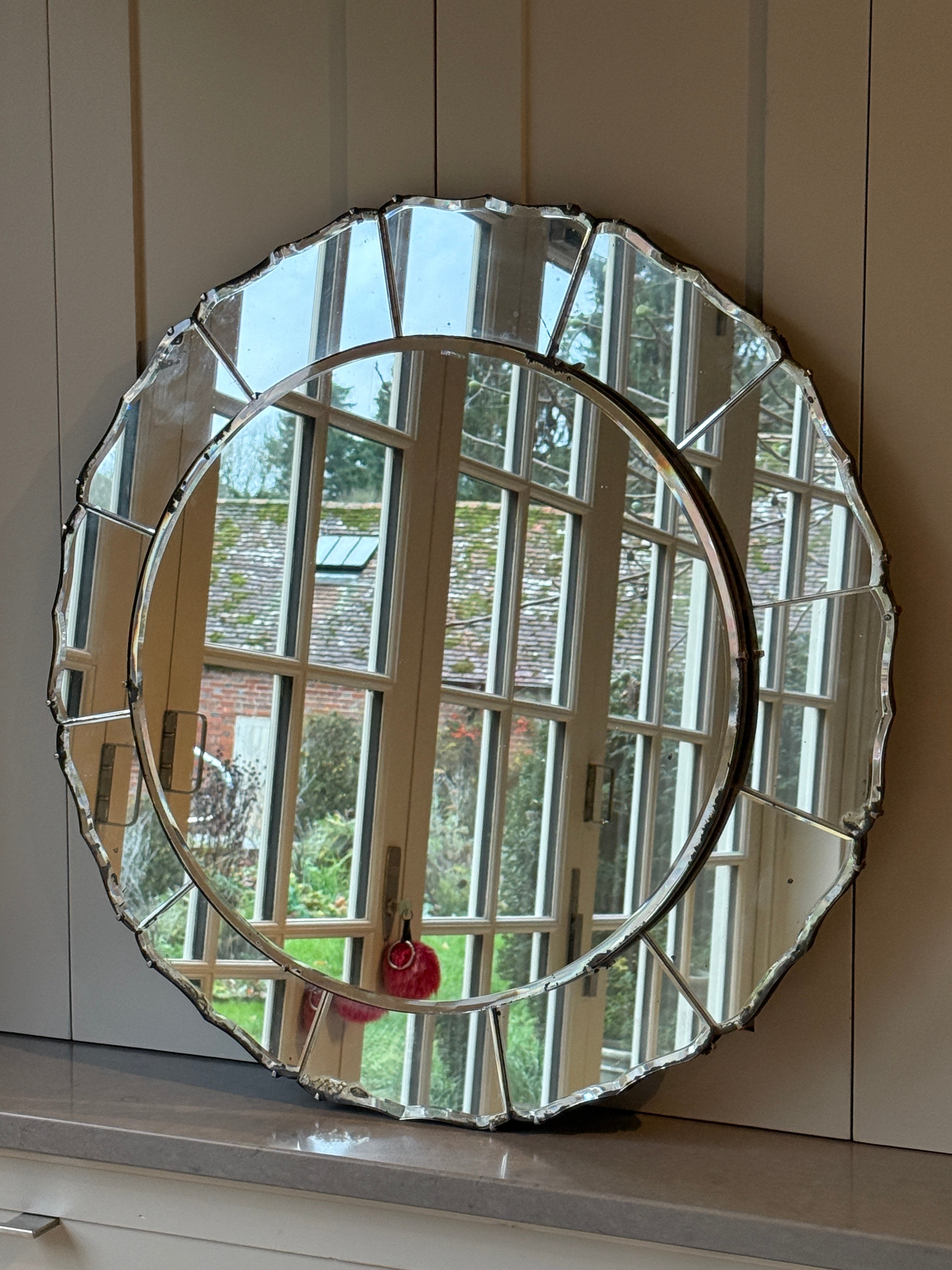 Large Round Art Deco Petal Mirror