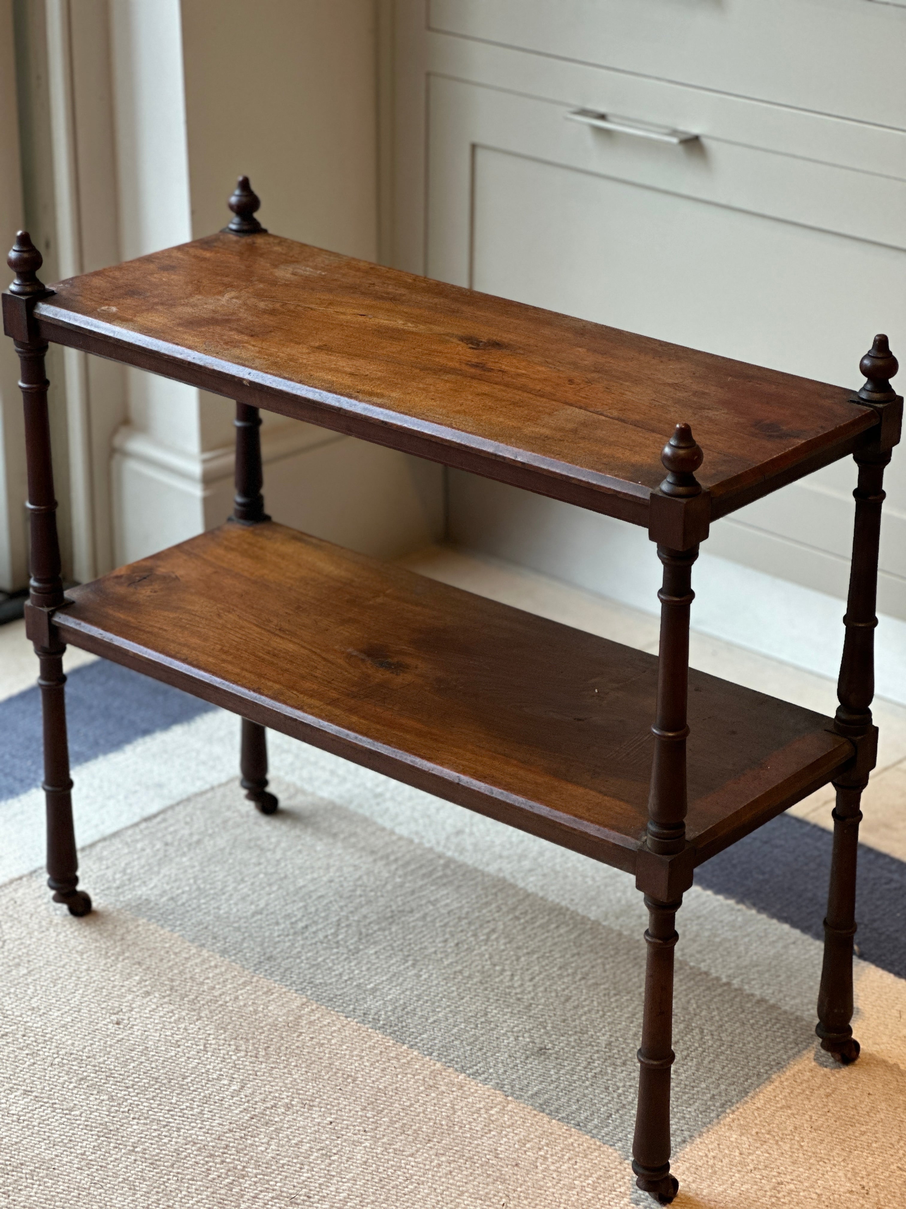 Small Mahogany 2 Tiered Etagere on castors